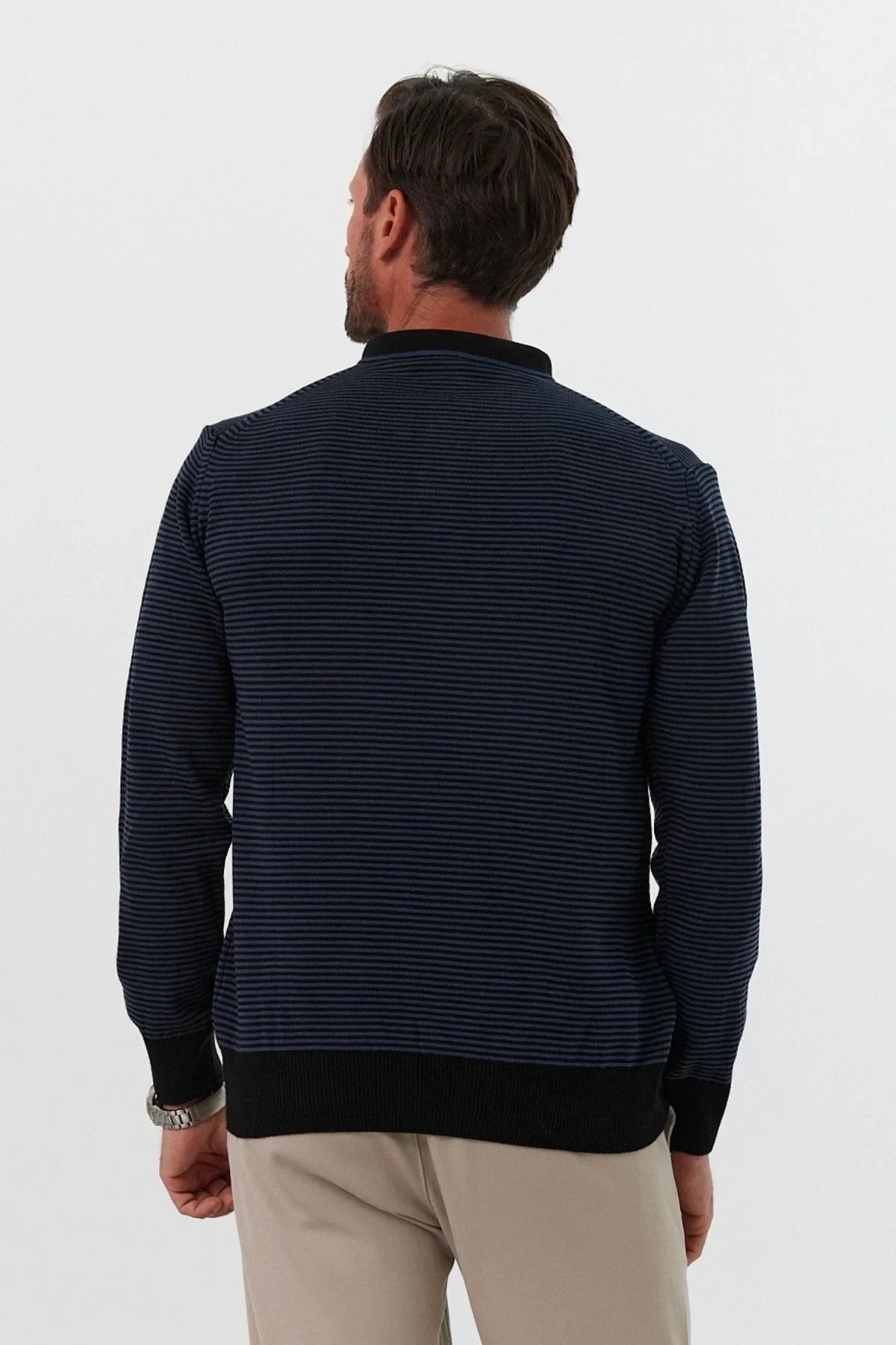 Erkek Standart Fit Polo Yaka Cepli Triko Kazak - Livio Ferri