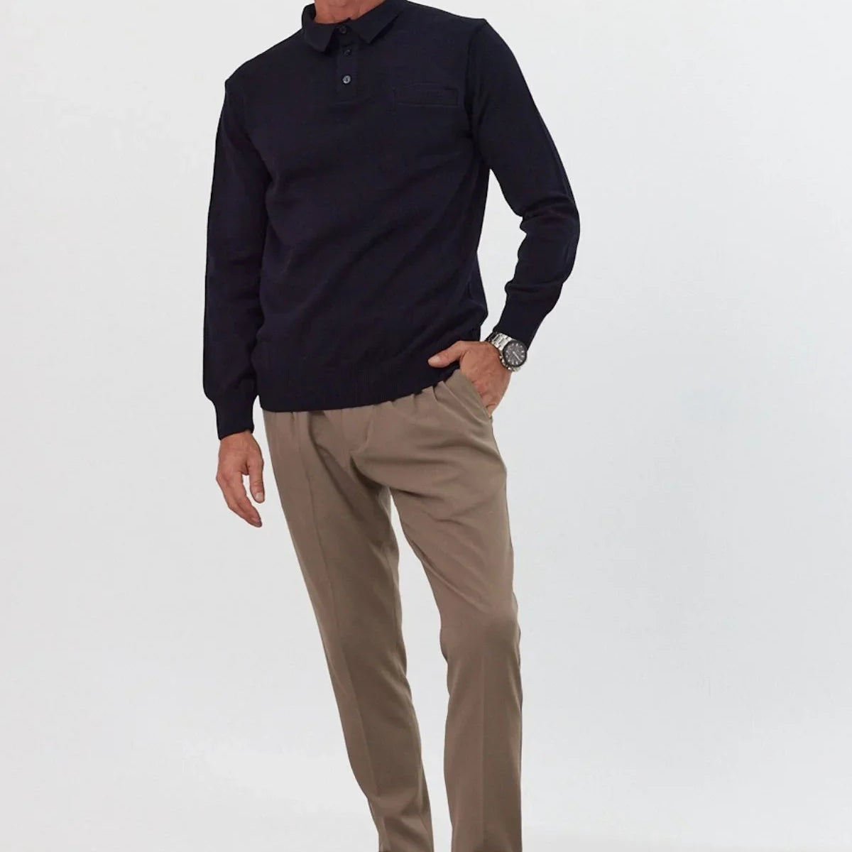 Erkek Standart Fit Polo Yaka Cepli Triko Kazak - Livio Ferri