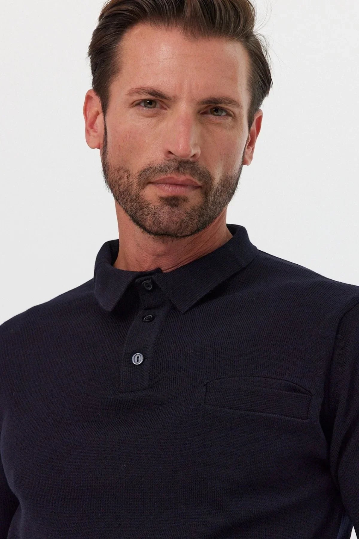 Erkek Standart Fit Polo Yaka Cepli Triko Kazak - Livio Ferri