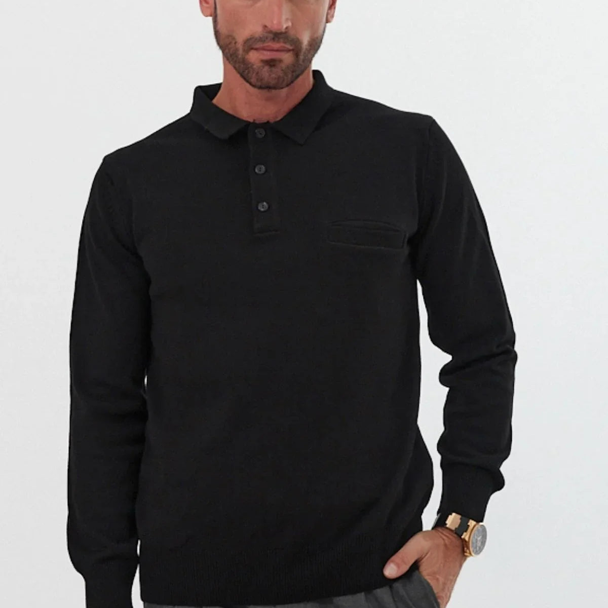 Erkek Standart Fit Polo Yaka Cepli Triko Kazak - Livio Ferri