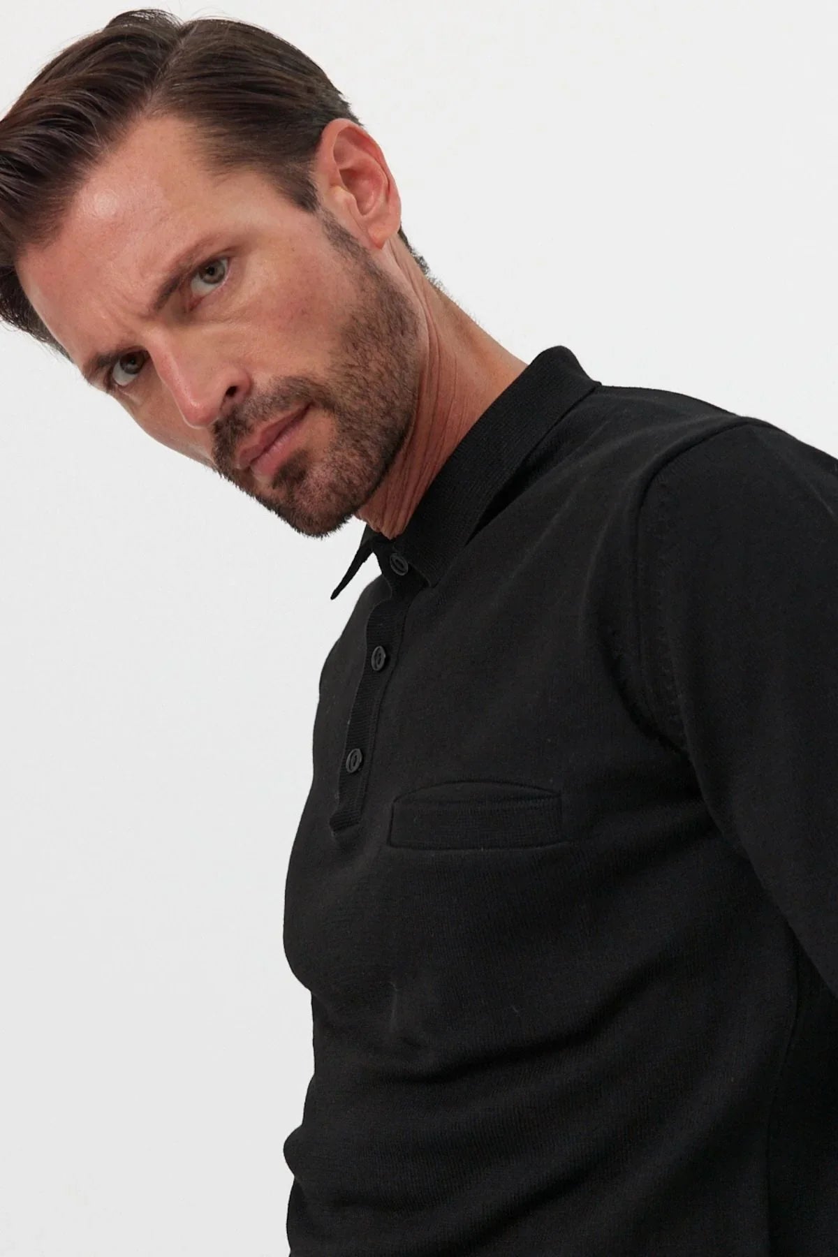 Erkek Standart Fit Polo Yaka Cepli Triko Kazak - Livio Ferri