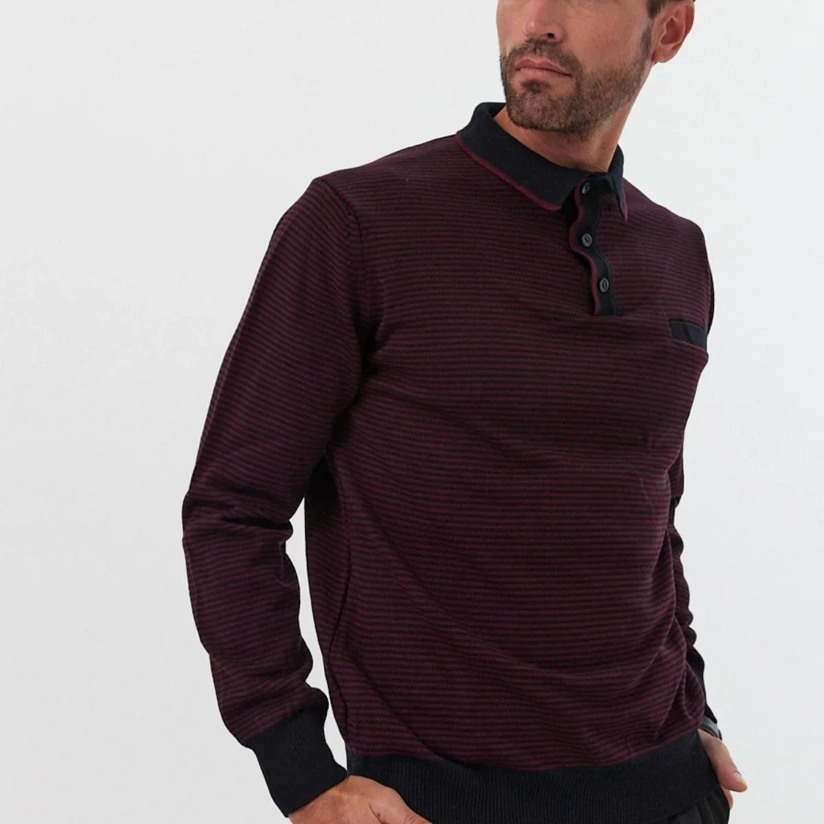 Erkek Standart Fit Polo Yaka Cepli Triko Kazak
