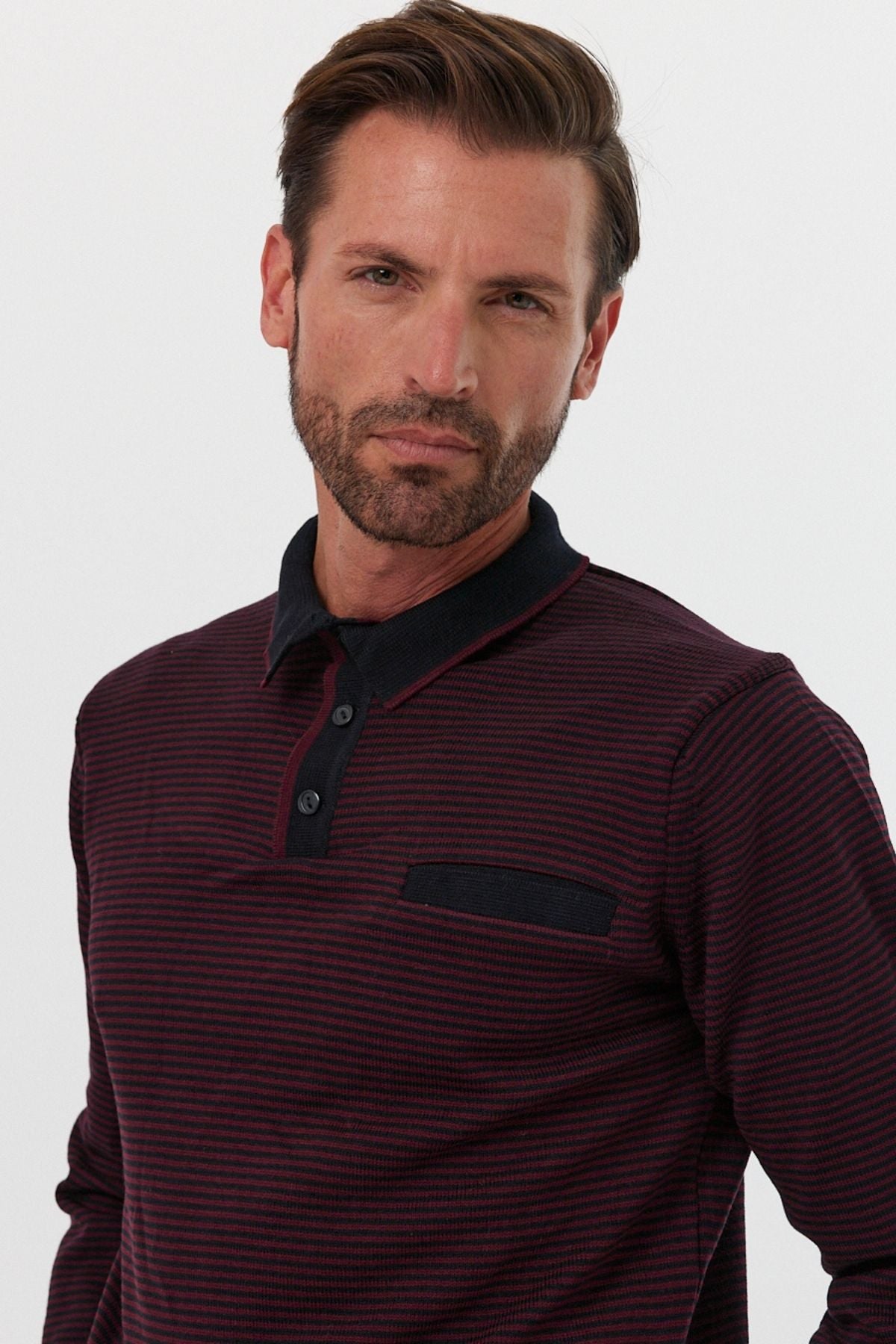 Erkek Standart Fit Polo Yaka Cepli Triko Kazak - Livio Ferri