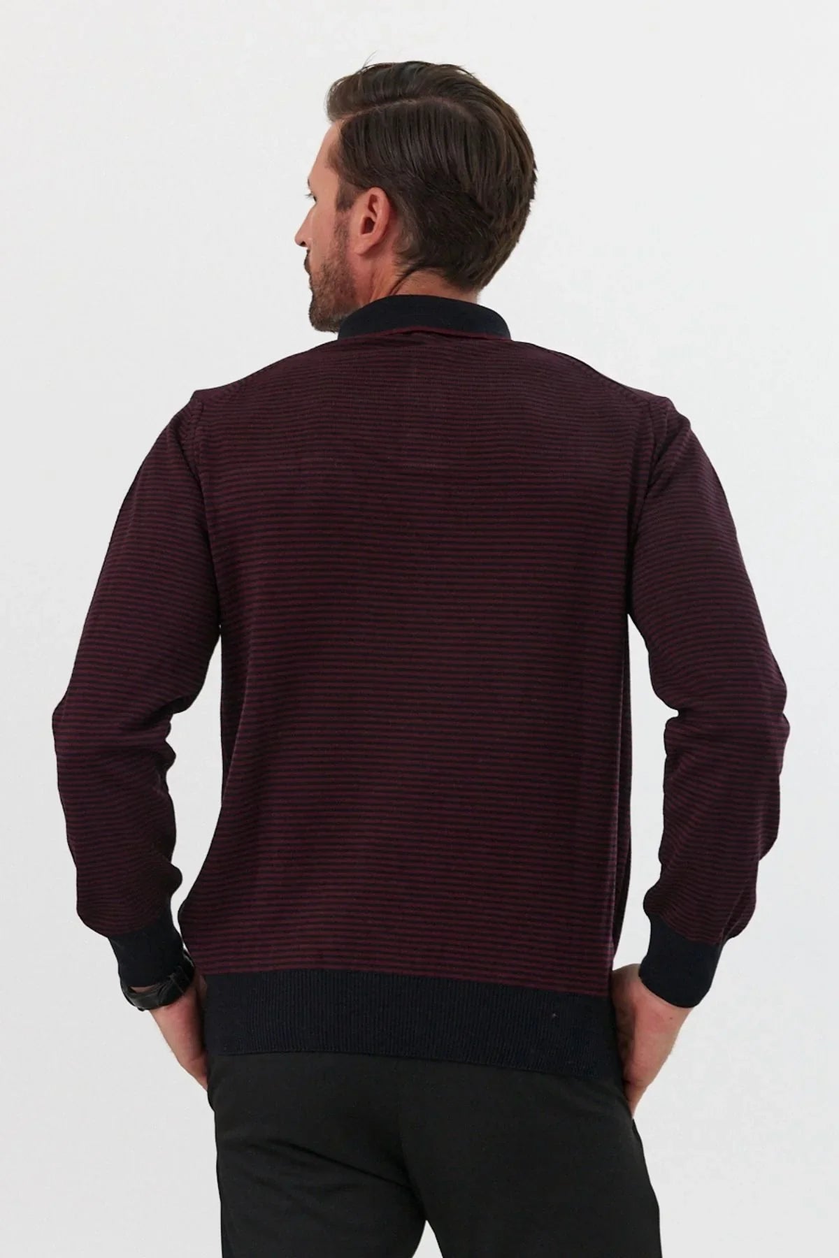 Erkek Standart Fit Polo Yaka Cepli Triko Kazak - Livio Ferri