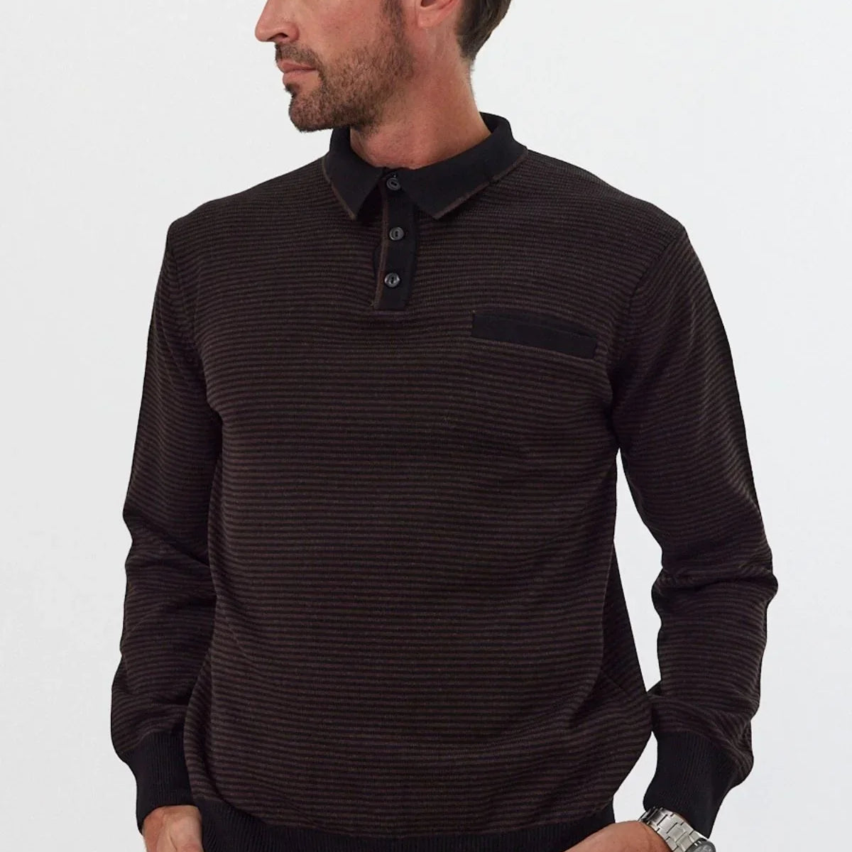 Erkek Standart Fit Polo Yaka Cepli Triko Kazak - Livio Ferri