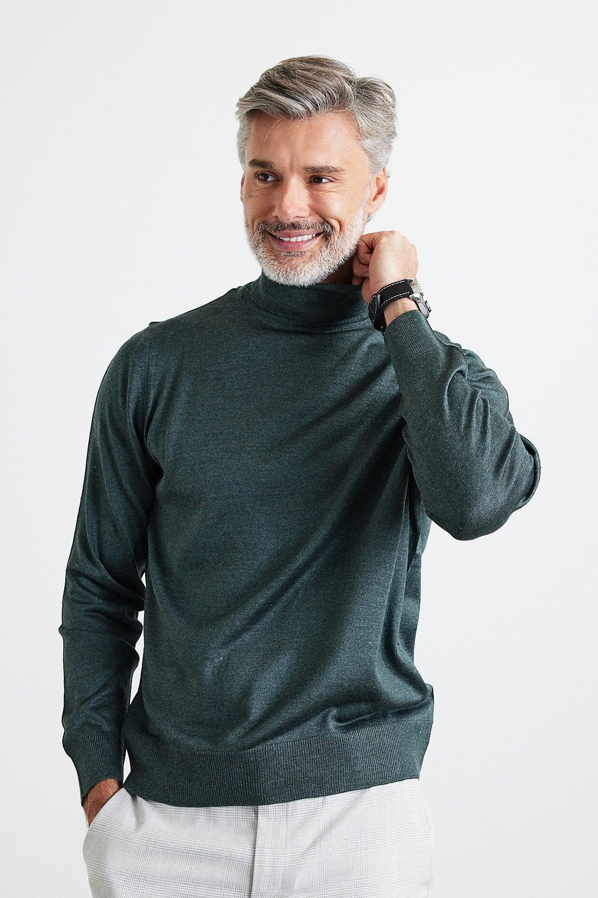 Erkek Standart Fit Normal Kesim Balıkçı Yaka Triko Kazak - Livio Ferri