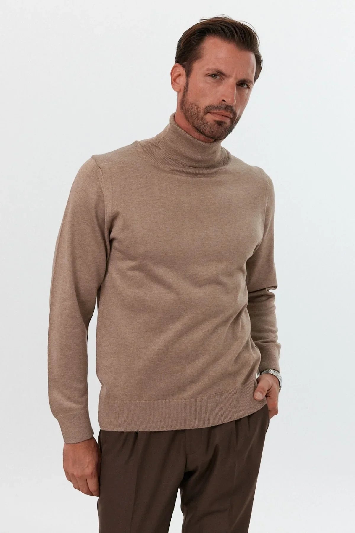 Erkek Standart Fit Normal Kesim Balıkçı Yaka Triko Kazak - Livio Ferri