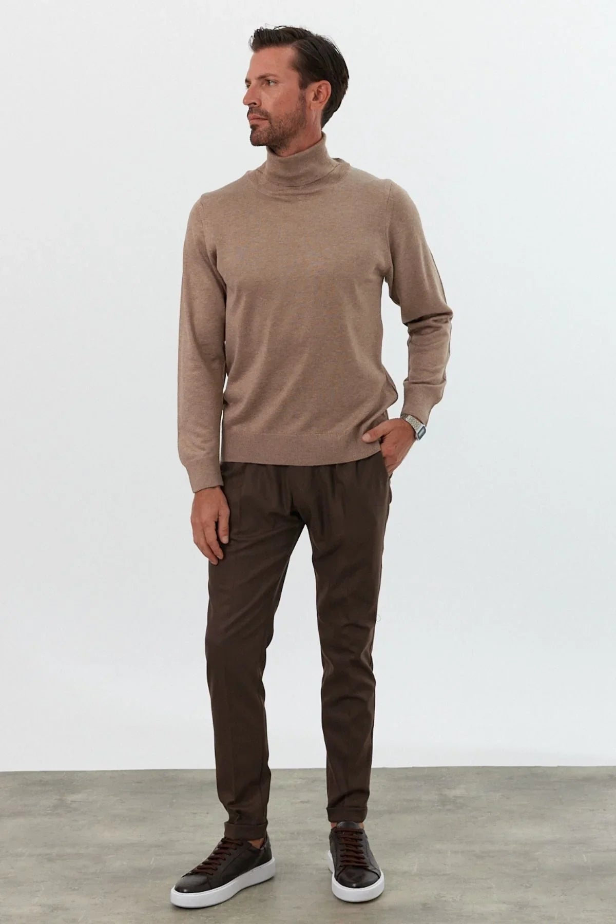 Erkek Standart Fit Normal Kesim Balıkçı Yaka Triko Kazak - Livio Ferri