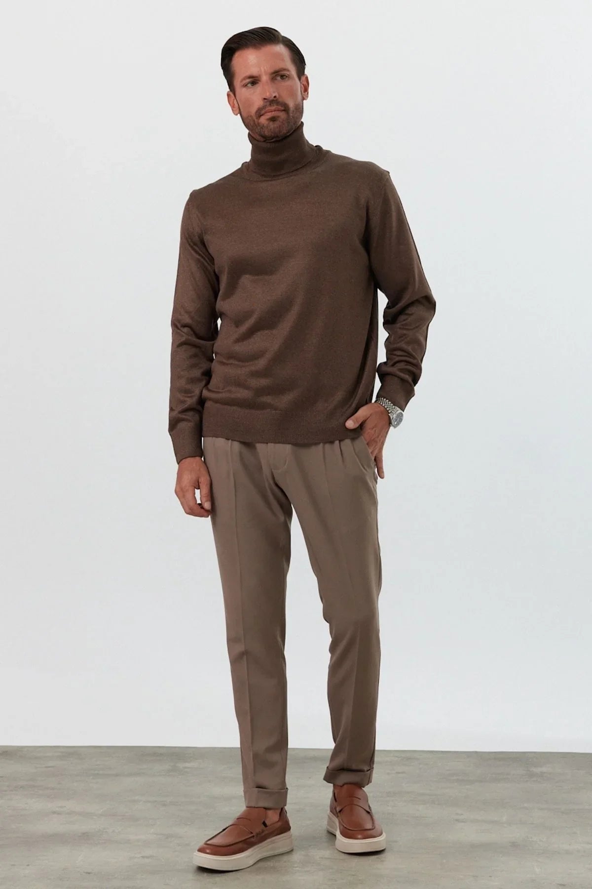 Erkek Standart Fit Normal Kesim Balıkçı Yaka Triko Kazak - Livio Ferri