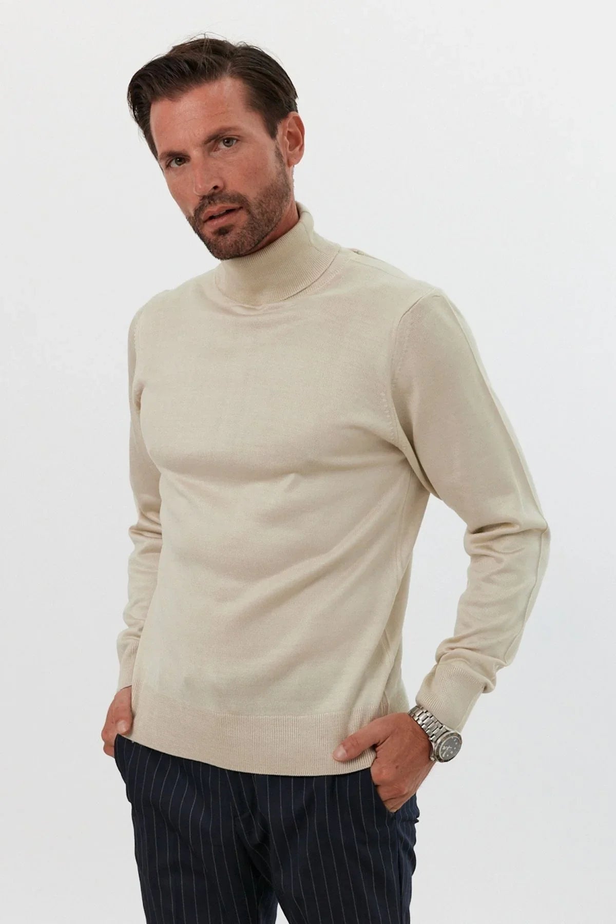 Erkek Standart Fit Normal Kesim Balıkçı Yaka Triko Kazak - Livio Ferri