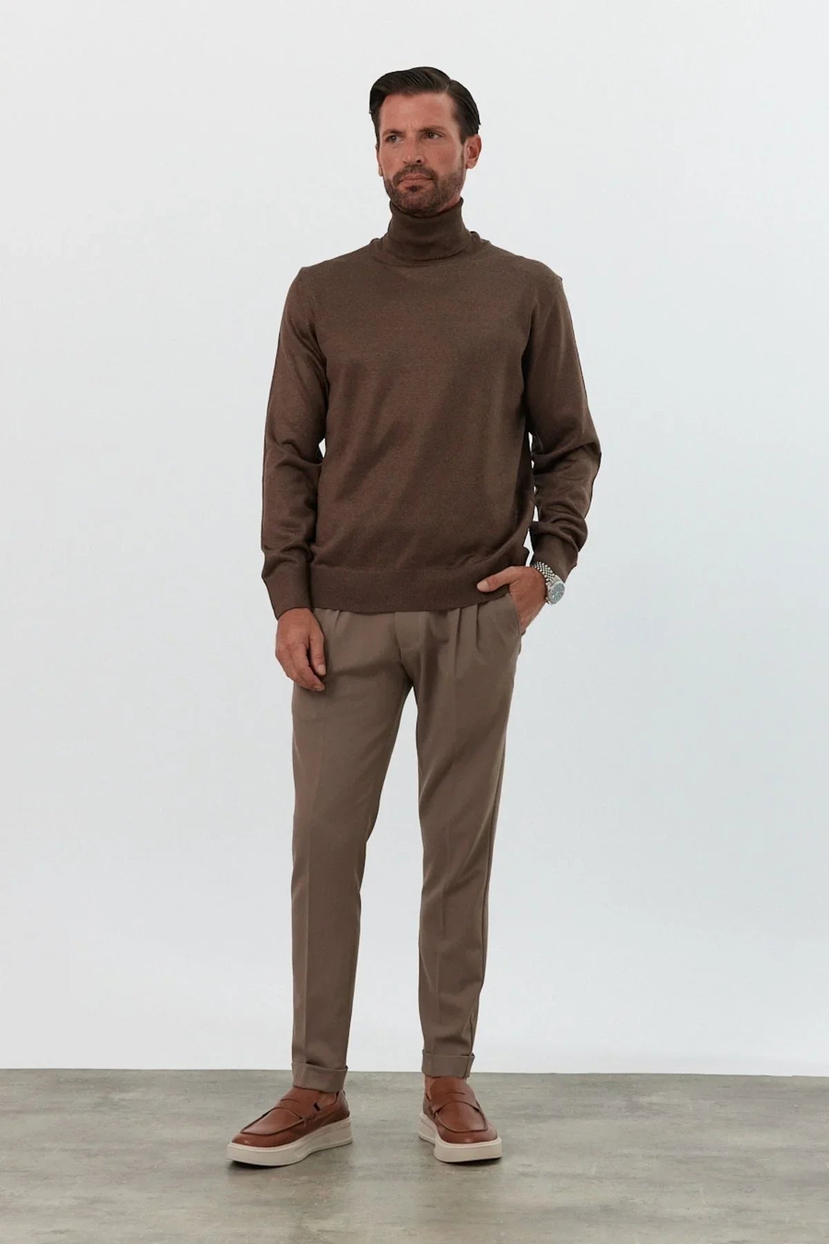 Erkek Standart Fit Normal Kesim Balıkçı Yaka Triko Kazak - Livio Ferri