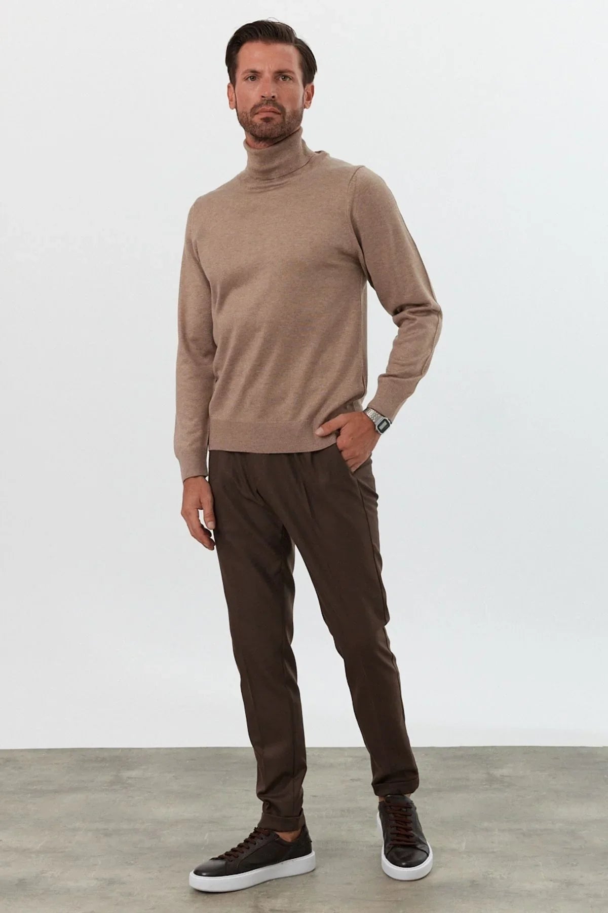 Erkek Standart Fit Normal Kesim Balıkçı Yaka Triko Kazak - Livio Ferri