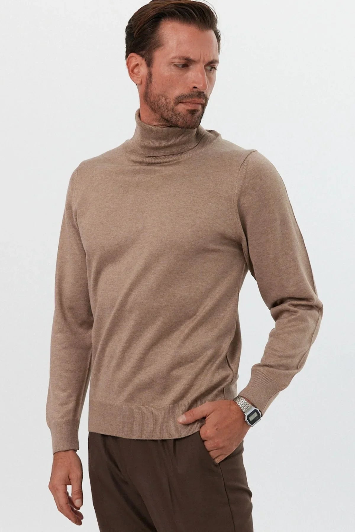 Erkek Standart Fit Normal Kesim Balıkçı Yaka Triko Kazak - Livio Ferri