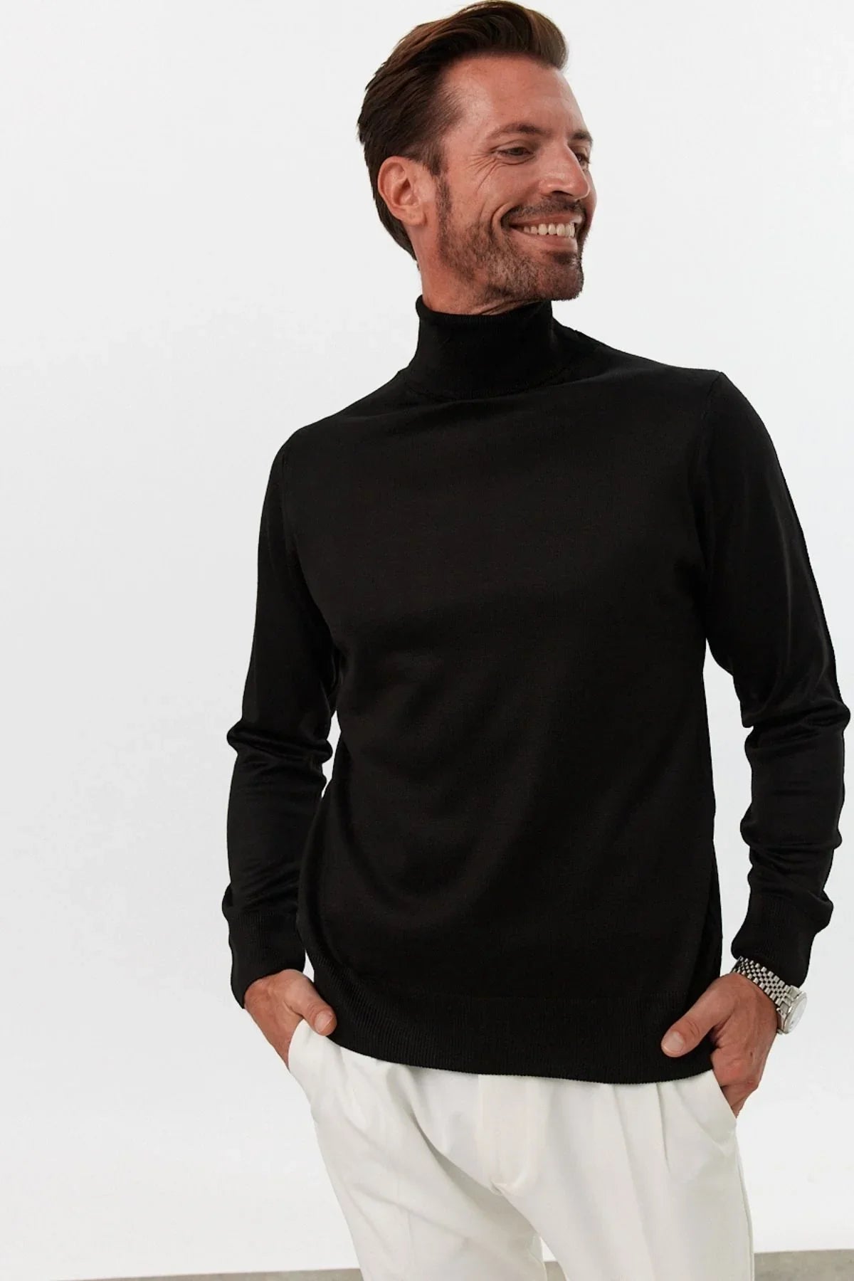 Erkek Standart Fit Normal Kesim Balıkçı Yaka Triko Kazak - Livio Ferri