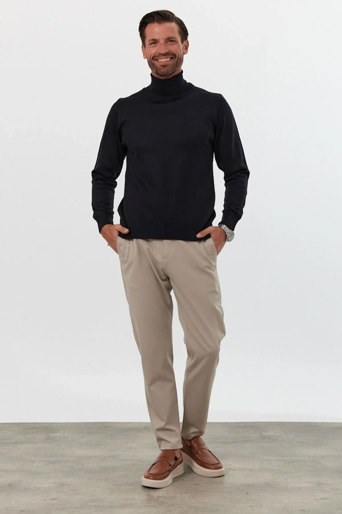 Erkek Standart Fit Normal Kesim Balıkçı Yaka Triko Kazak - Livio Ferri