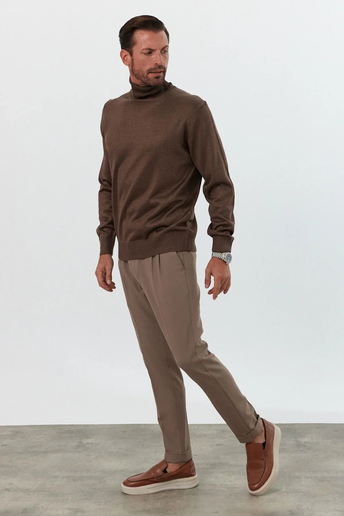 Erkek Standart Fit Normal Kesim Balıkçı Yaka Triko Kazak - Livio Ferri