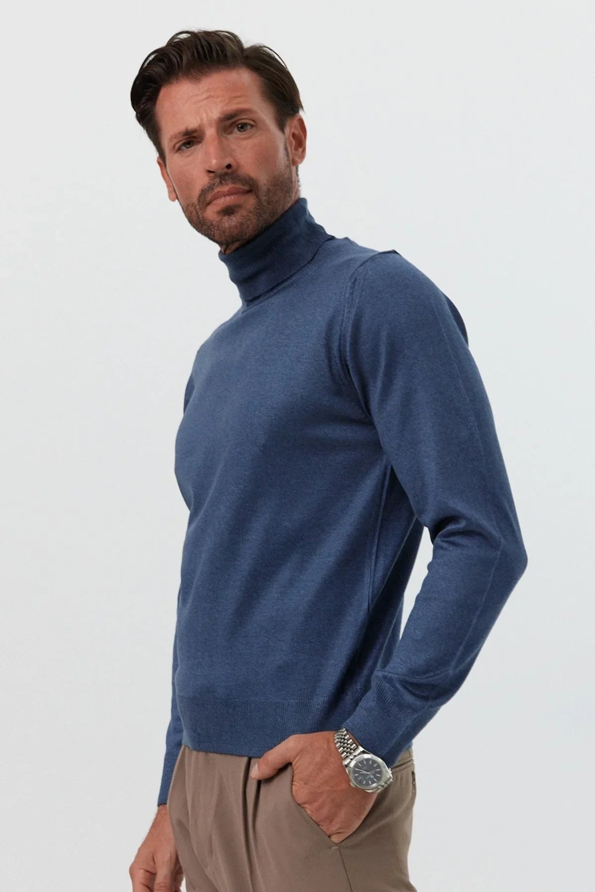 Erkek Standart Fit Normal Kesim Balıkçı Yaka Triko Kazak - Livio Ferri