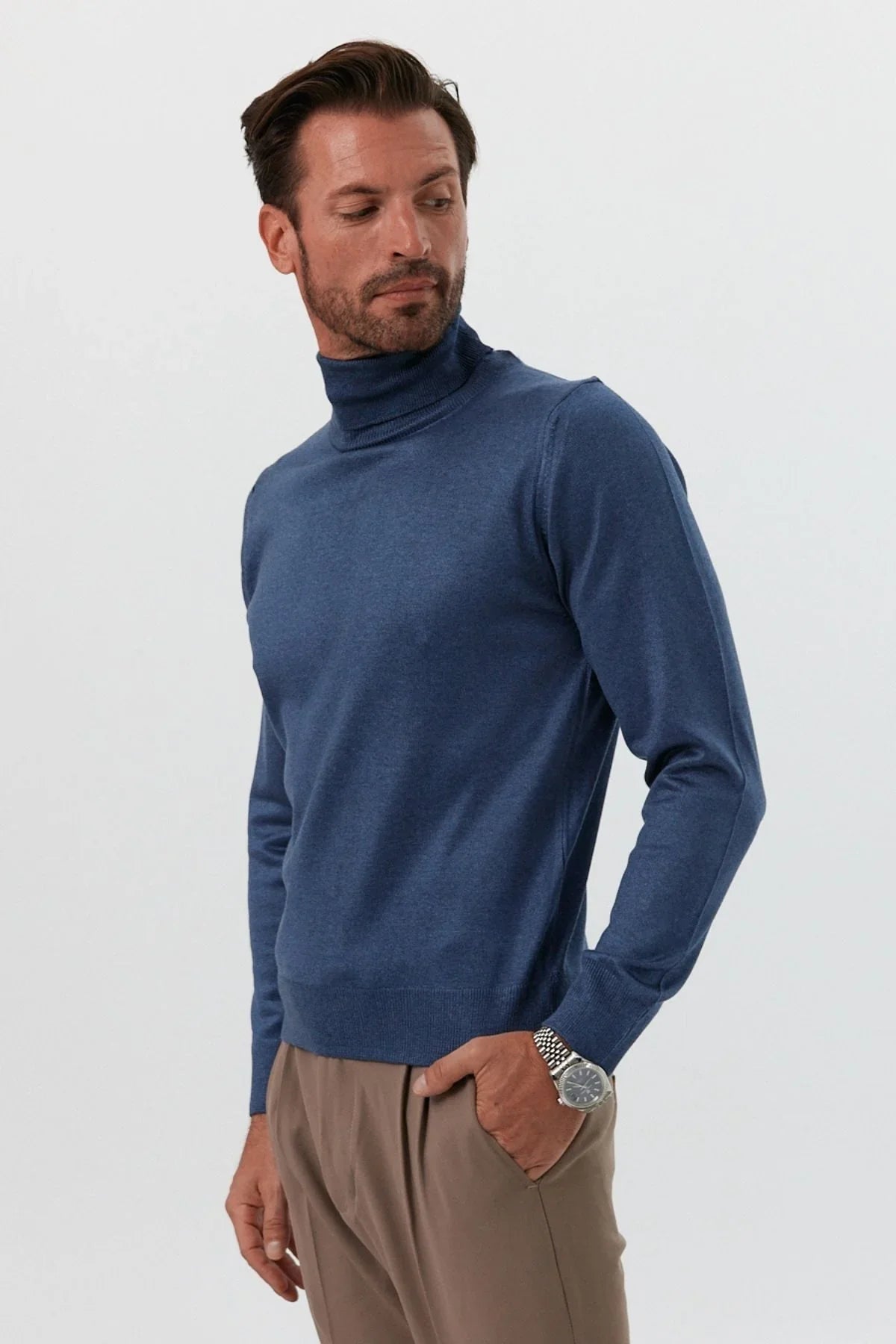 Erkek Standart Fit Normal Kesim Balıkçı Yaka Triko Kazak - Livio Ferri