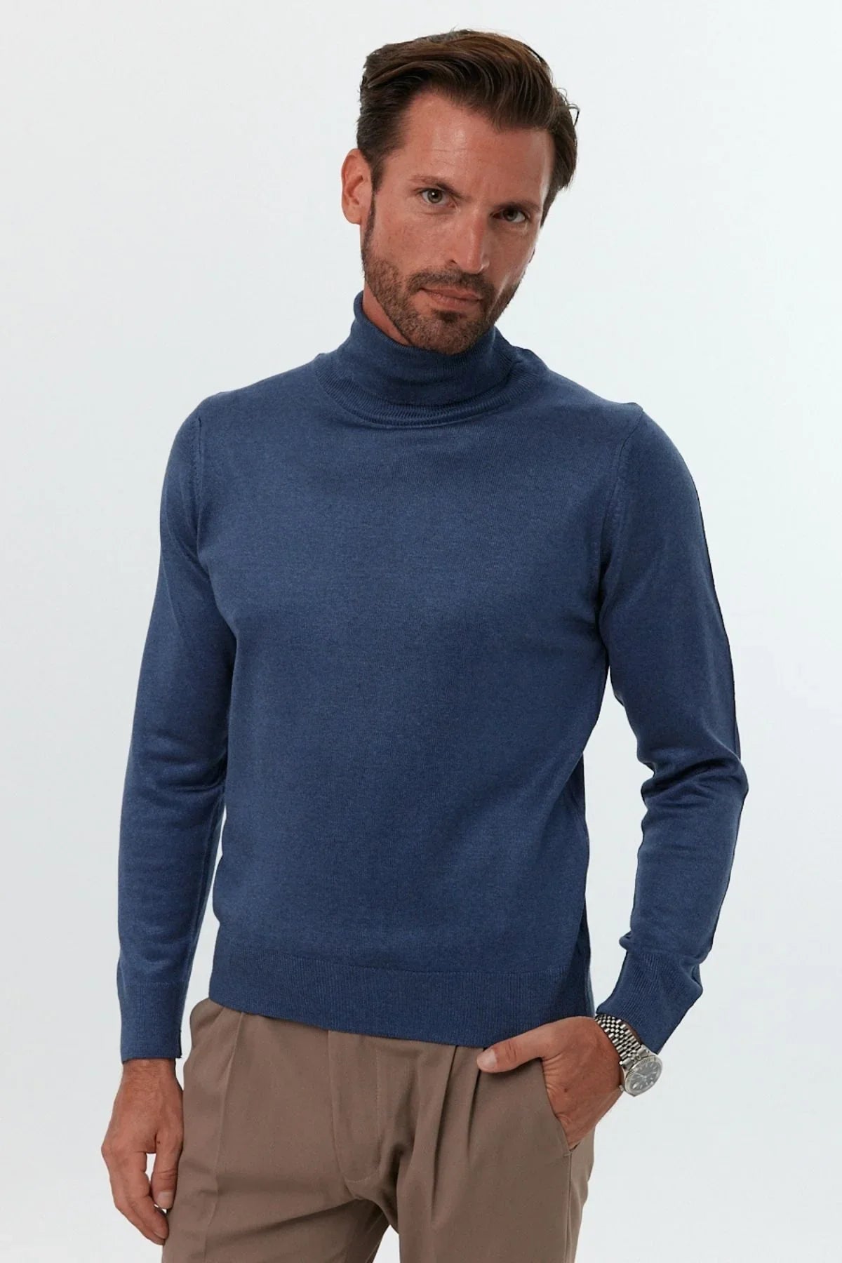 Erkek Standart Fit Normal Kesim Balıkçı Yaka Triko Kazak - Livio Ferri