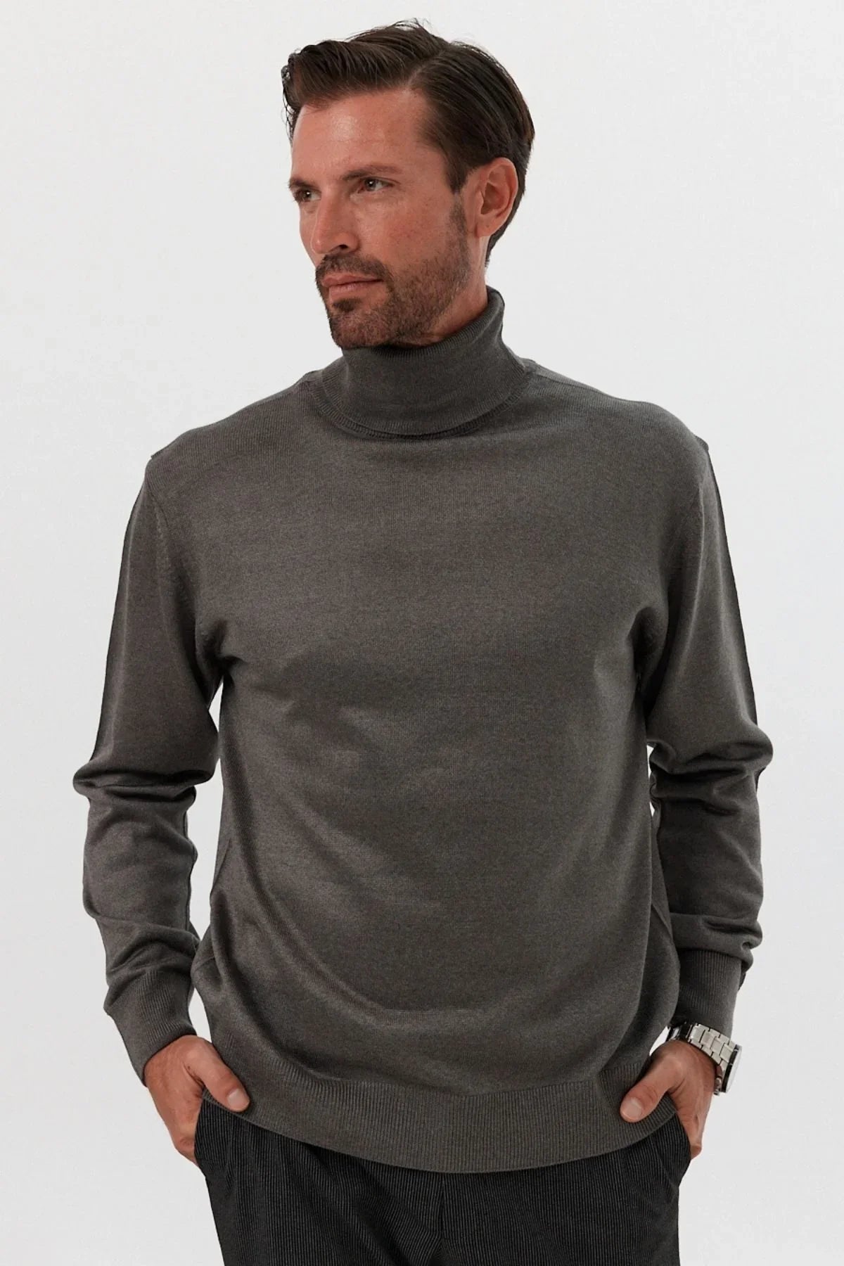 Erkek Standart Fit Normal Kesim Balıkçı Yaka Triko Kazak - Livio Ferri