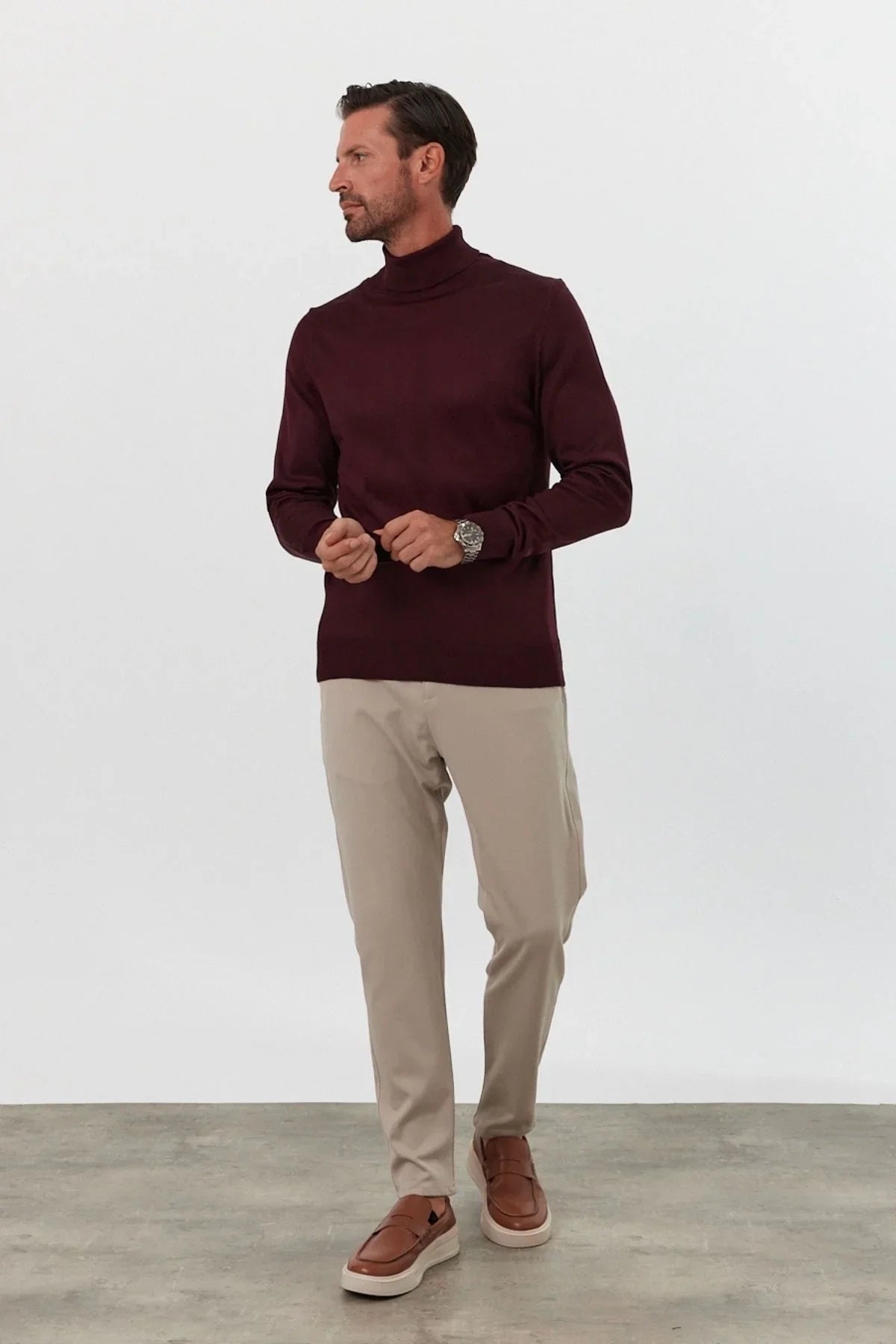 Erkek Standart Fit Normal Kesim Balıkçı Yaka Triko Kazak - Livio Ferri