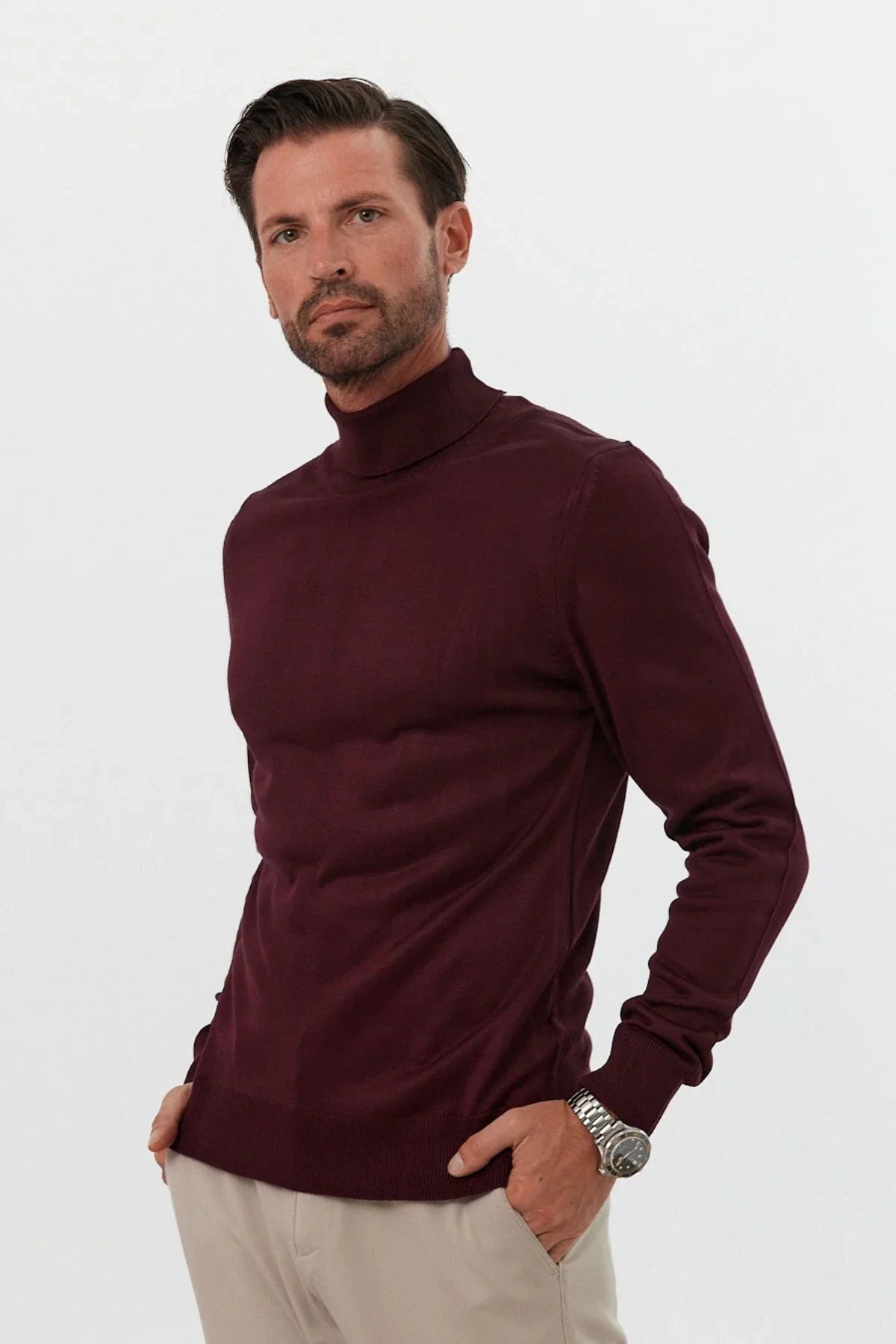 Erkek Standart Fit Normal Kesim Balıkçı Yaka Triko Kazak - Livio Ferri