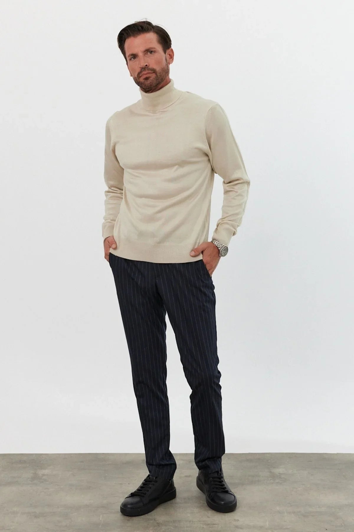 Erkek Standart Fit Normal Kesim Balıkçı Yaka Triko Kazak - Livio Ferri