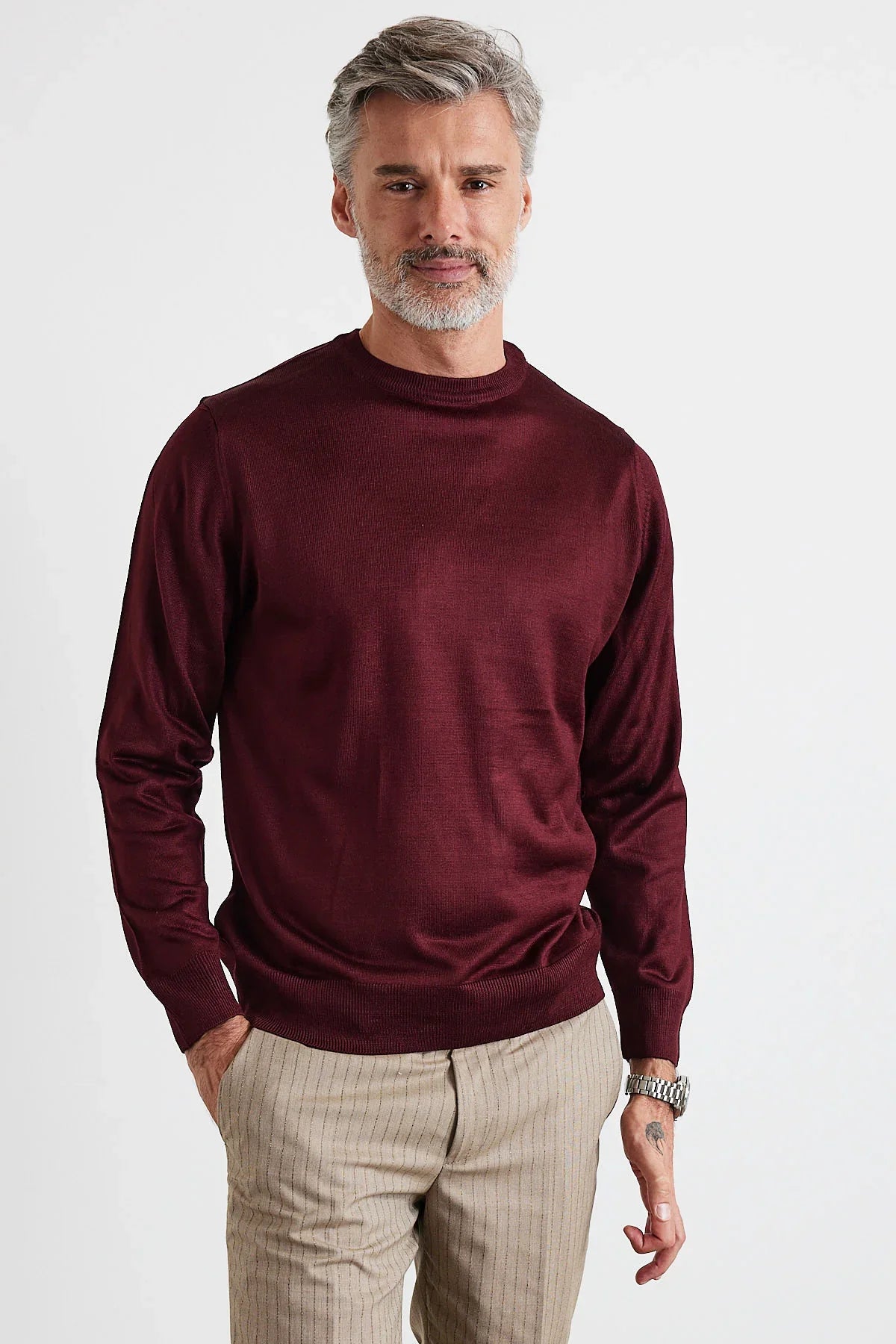 Erkek Standart Fit Normal Kesim Bisiklet Yaka Triko Kazak - Livio Ferri