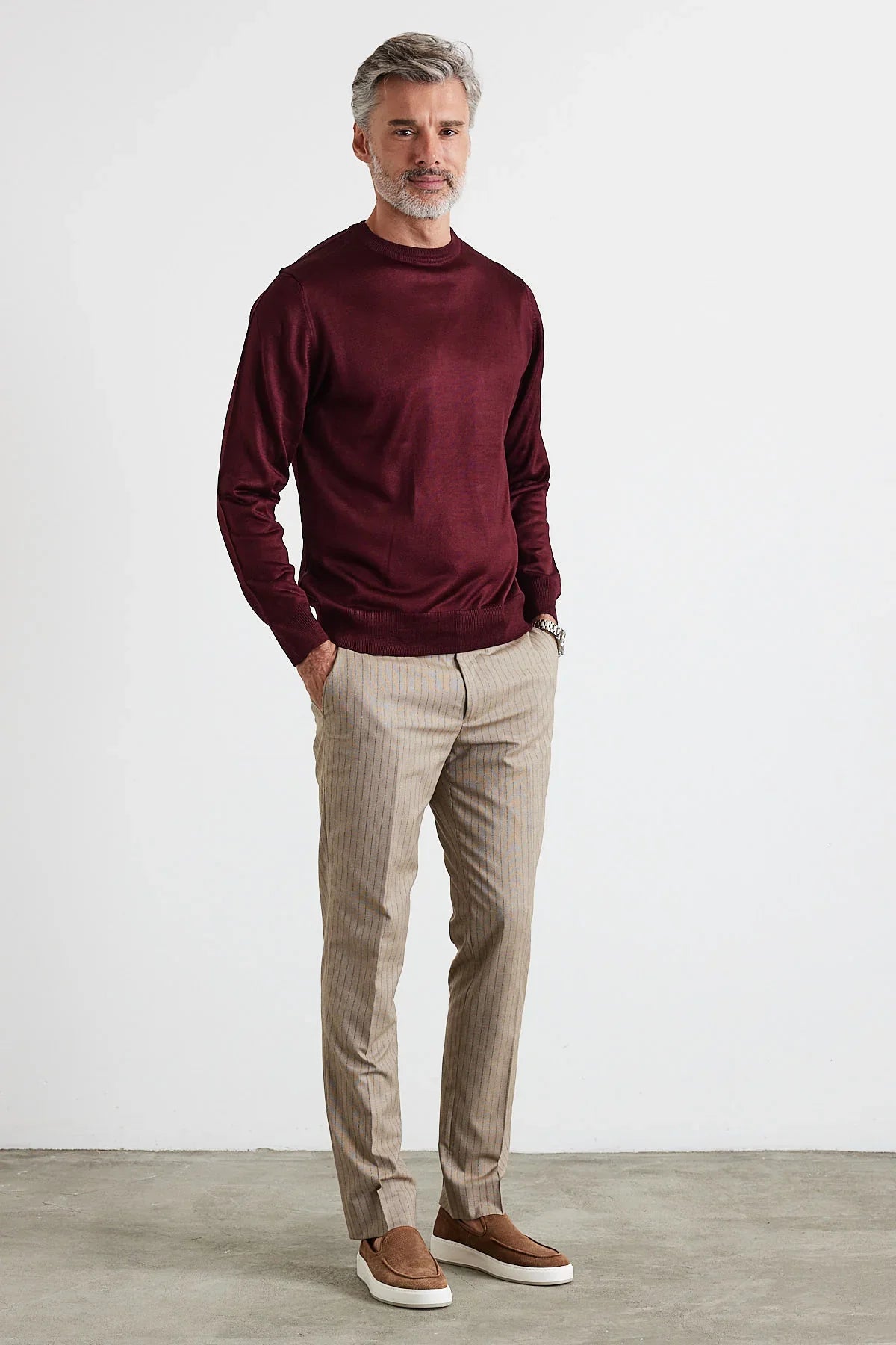 Erkek Standart Fit Normal Kesim Bisiklet Yaka Triko Kazak - Livio Ferri