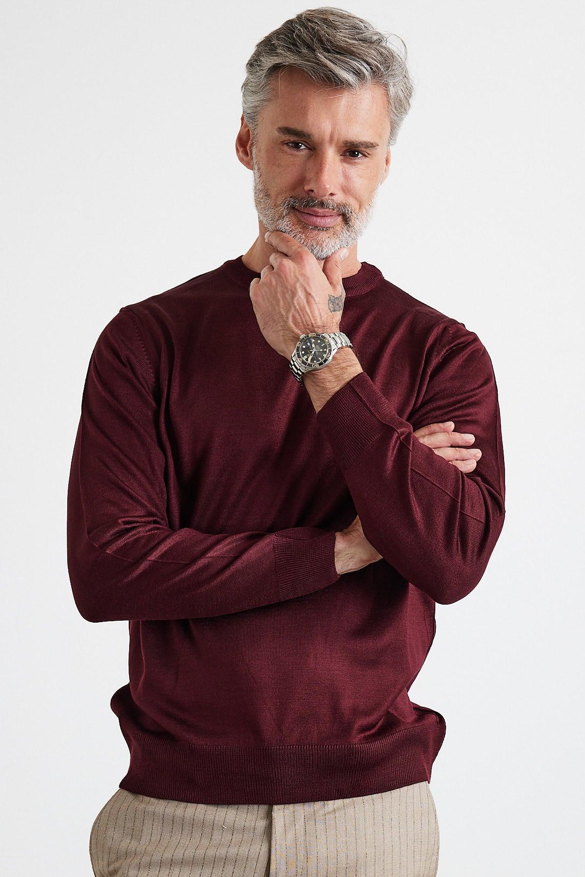 Erkek Standart Fit Normal Kesim Bisiklet Yaka Triko Kazak - Livio Ferri