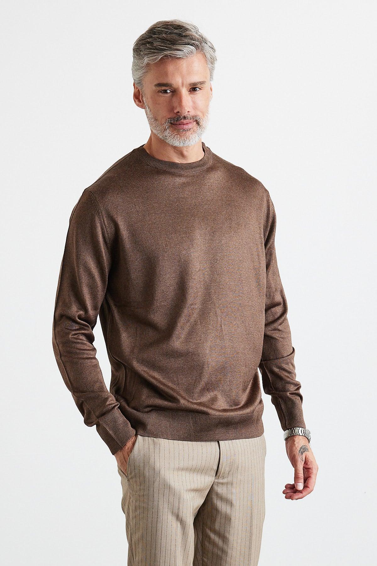 Erkek Standart Fit Normal Kesim Bisiklet Yaka Triko Kazak - Livio Ferri