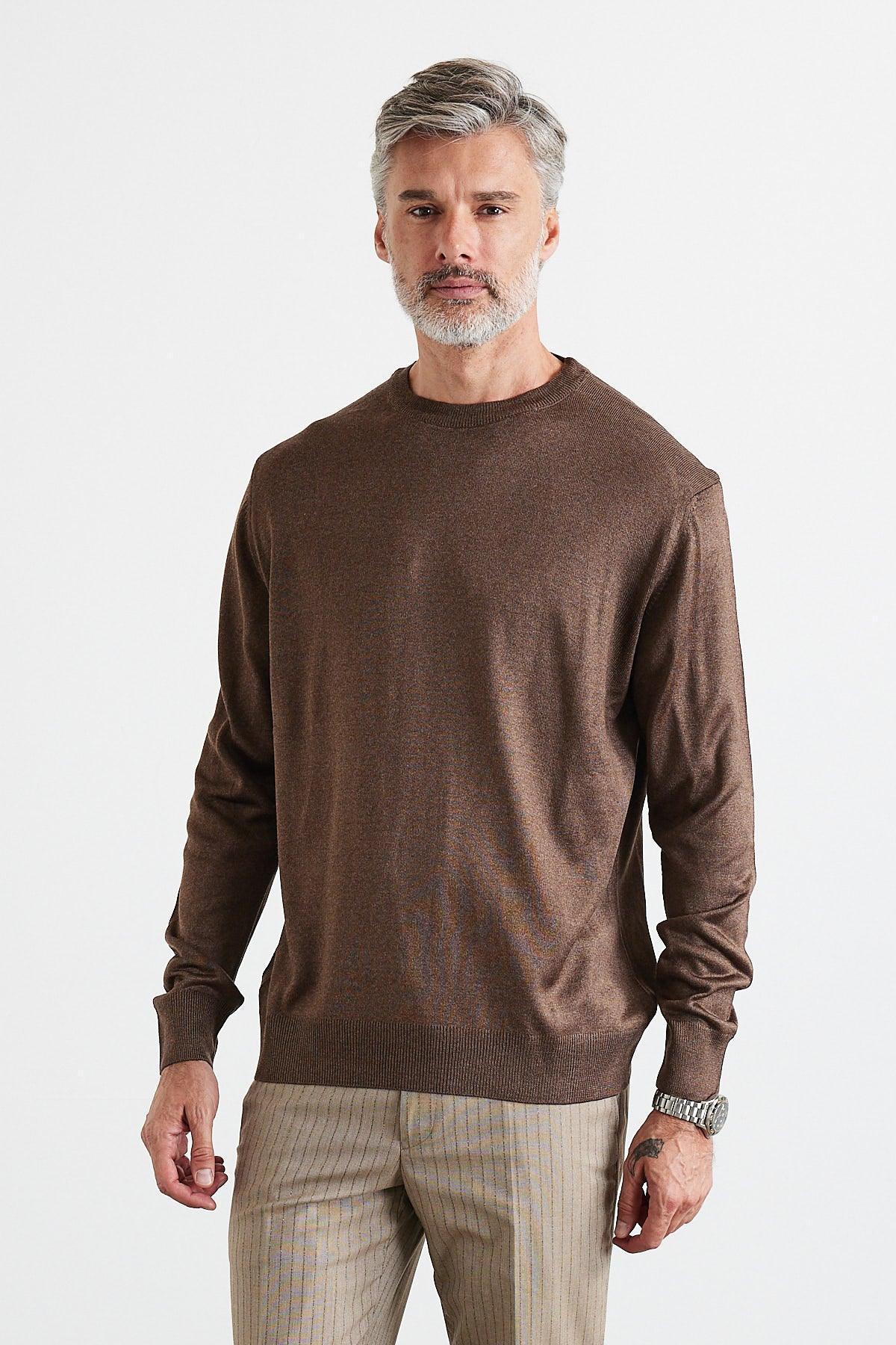 Erkek Standart Fit Normal Kesim Bisiklet Yaka Triko Kazak - Livio Ferri