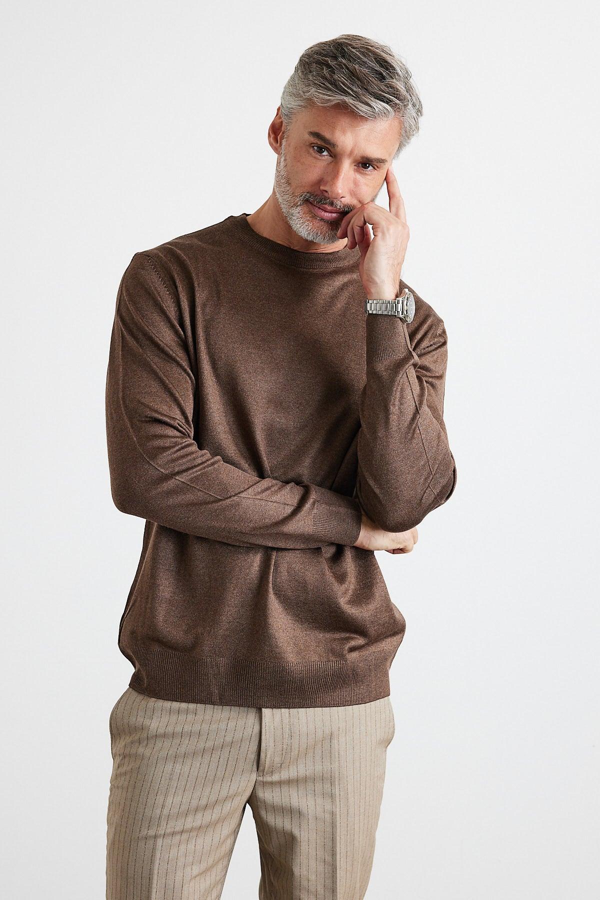 Erkek Standart Fit Normal Kesim Bisiklet Yaka Triko Kazak - Livio Ferri