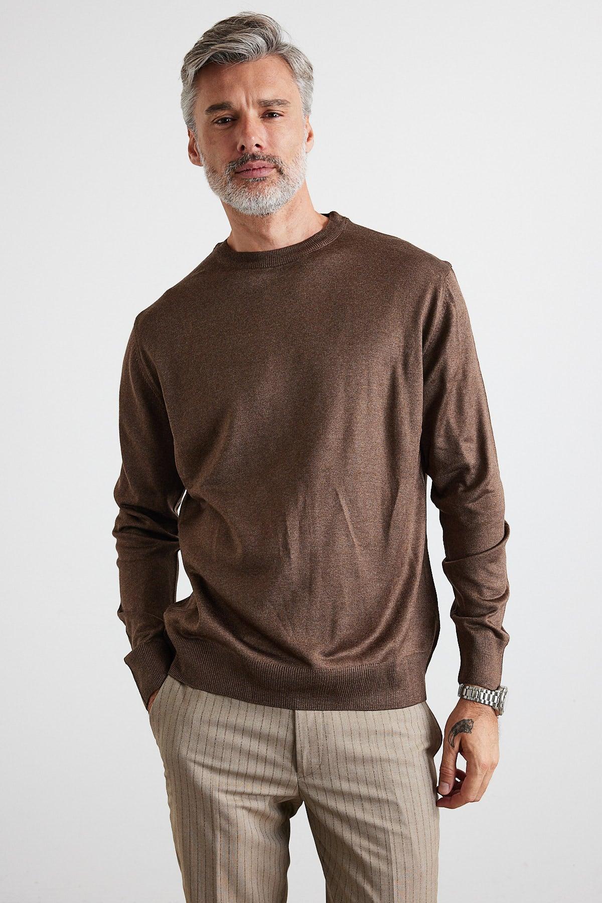 Erkek Standart Fit Normal Kesim Bisiklet Yaka Triko Kazak - Livio Ferri