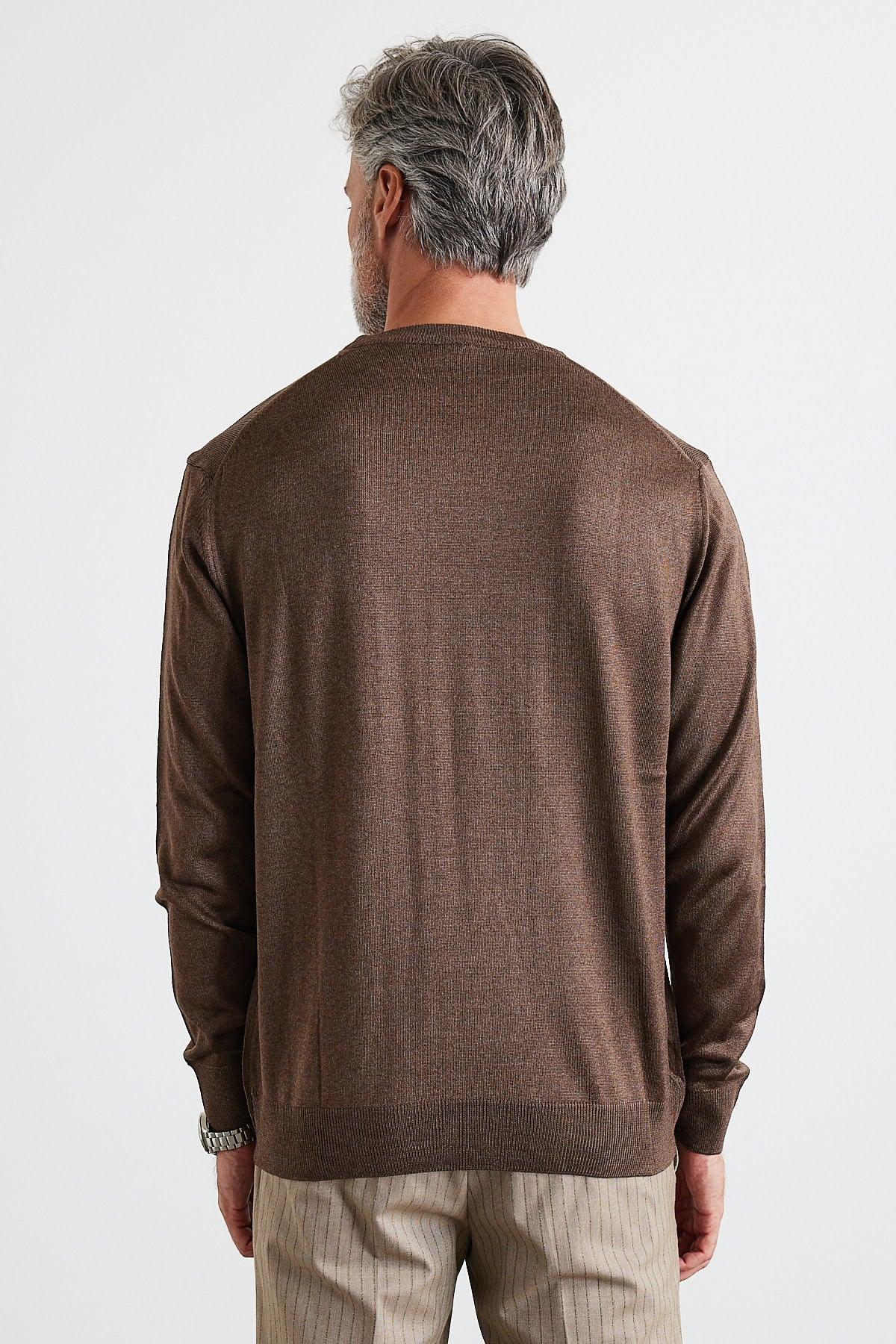 Erkek Standart Fit Normal Kesim Bisiklet Yaka Triko Kazak - Livio Ferri