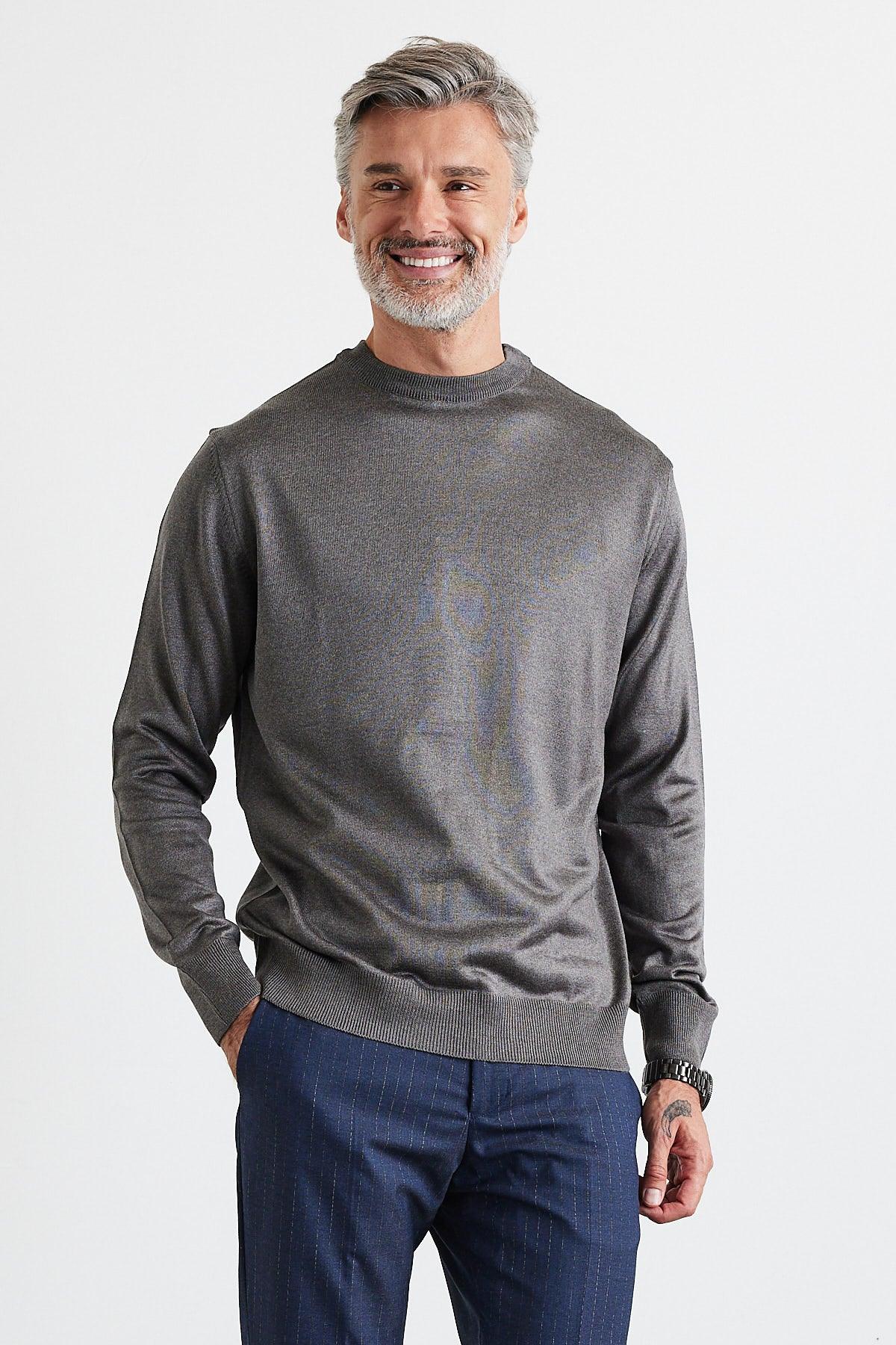 Erkek Standart Fit Normal Kesim Bisiklet Yaka Triko Kazak - Livio Ferri