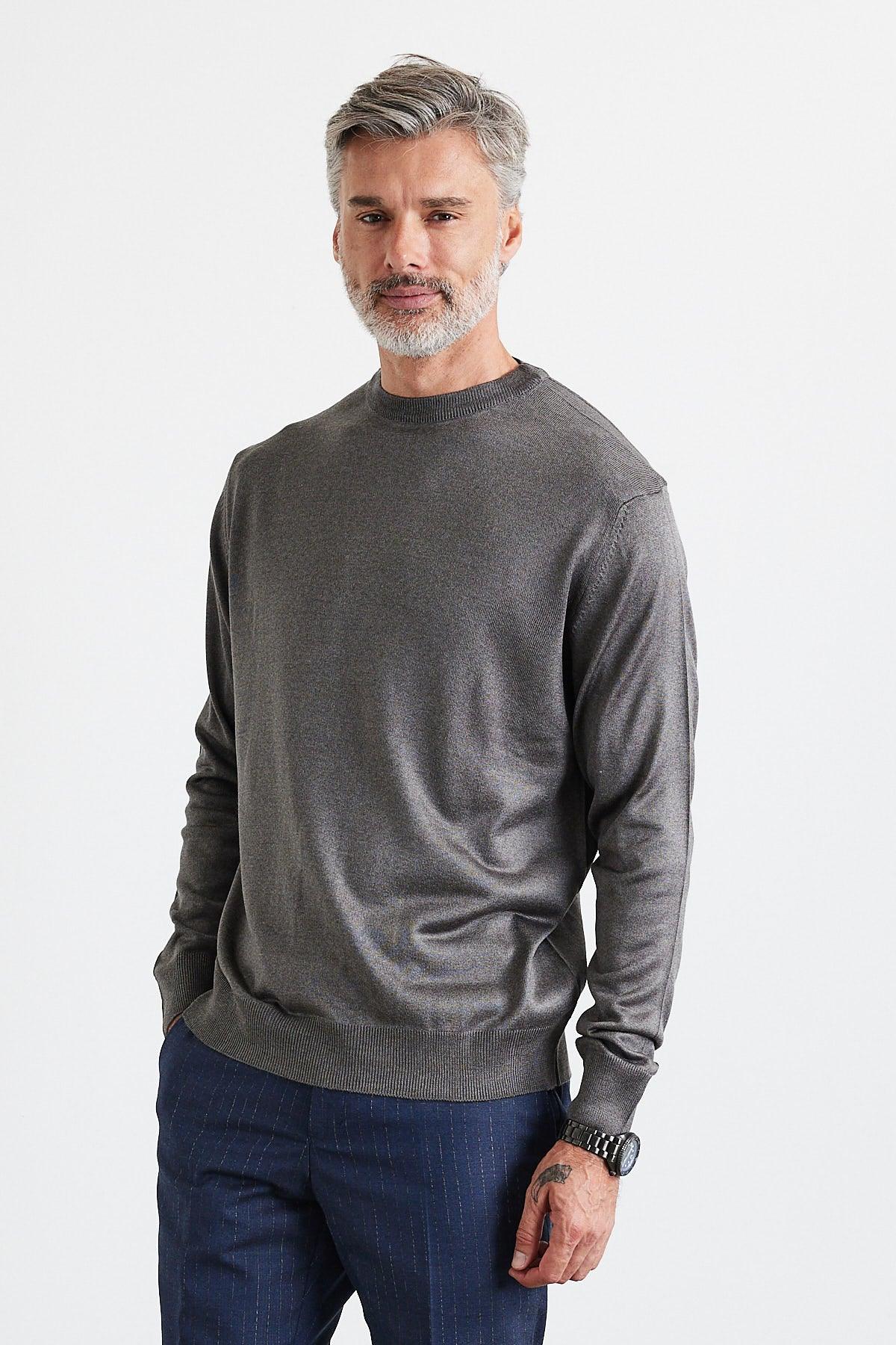 Erkek Standart Fit Normal Kesim Bisiklet Yaka Triko Kazak - Livio Ferri