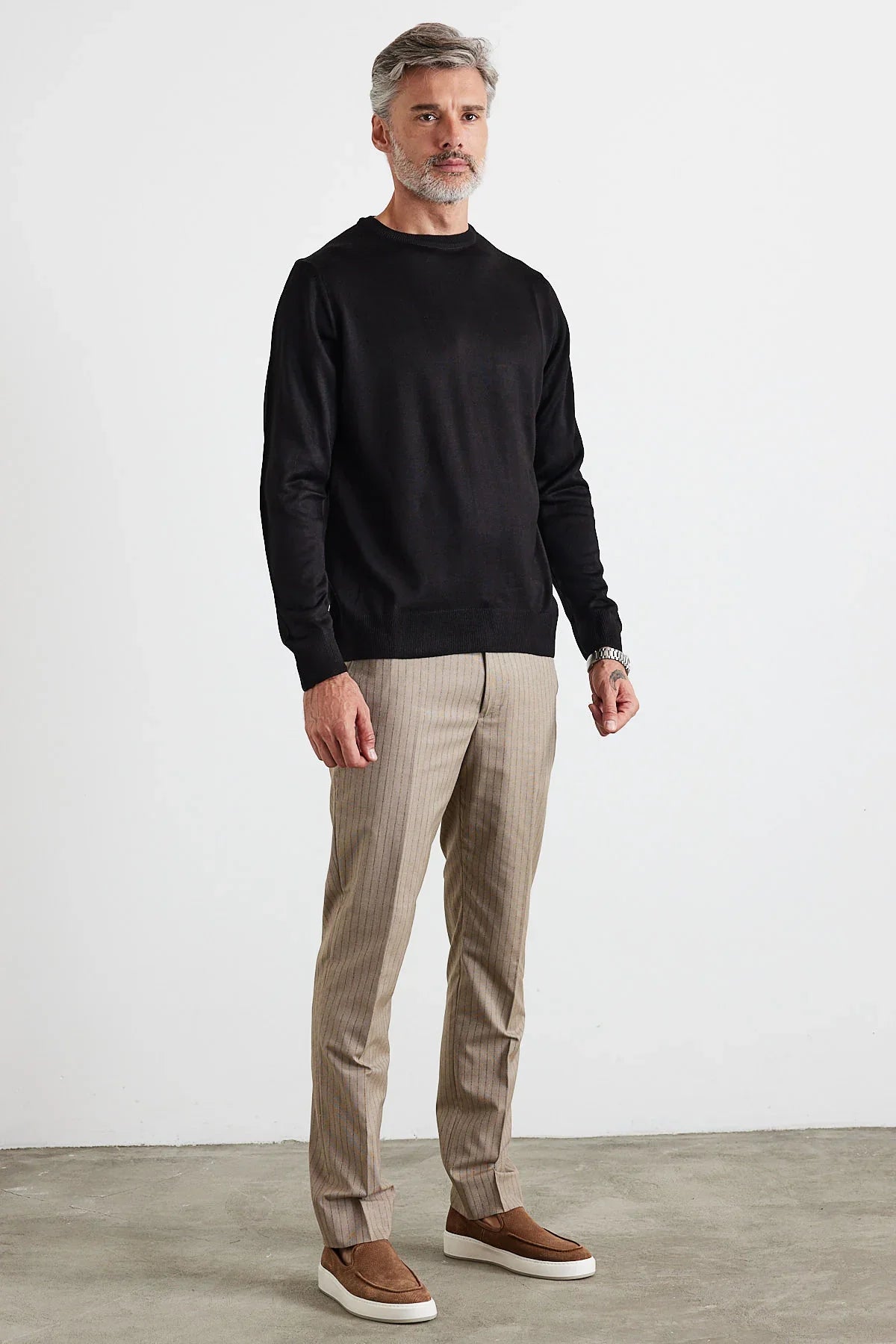 Erkek Standart Fit Normal Kesim Bisiklet Yaka Triko Kazak - Livio Ferri