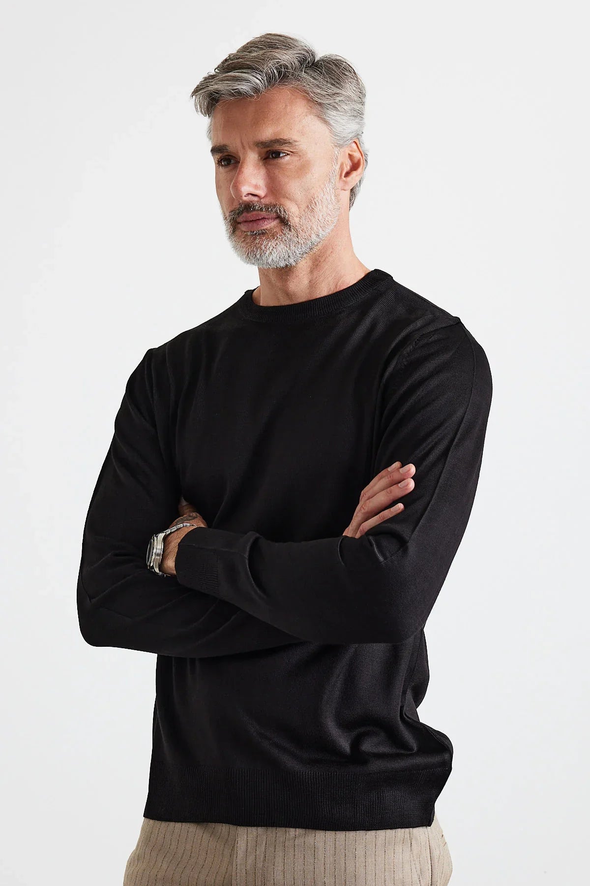 Erkek Standart Fit Normal Kesim Bisiklet Yaka Triko Kazak - Livio Ferri