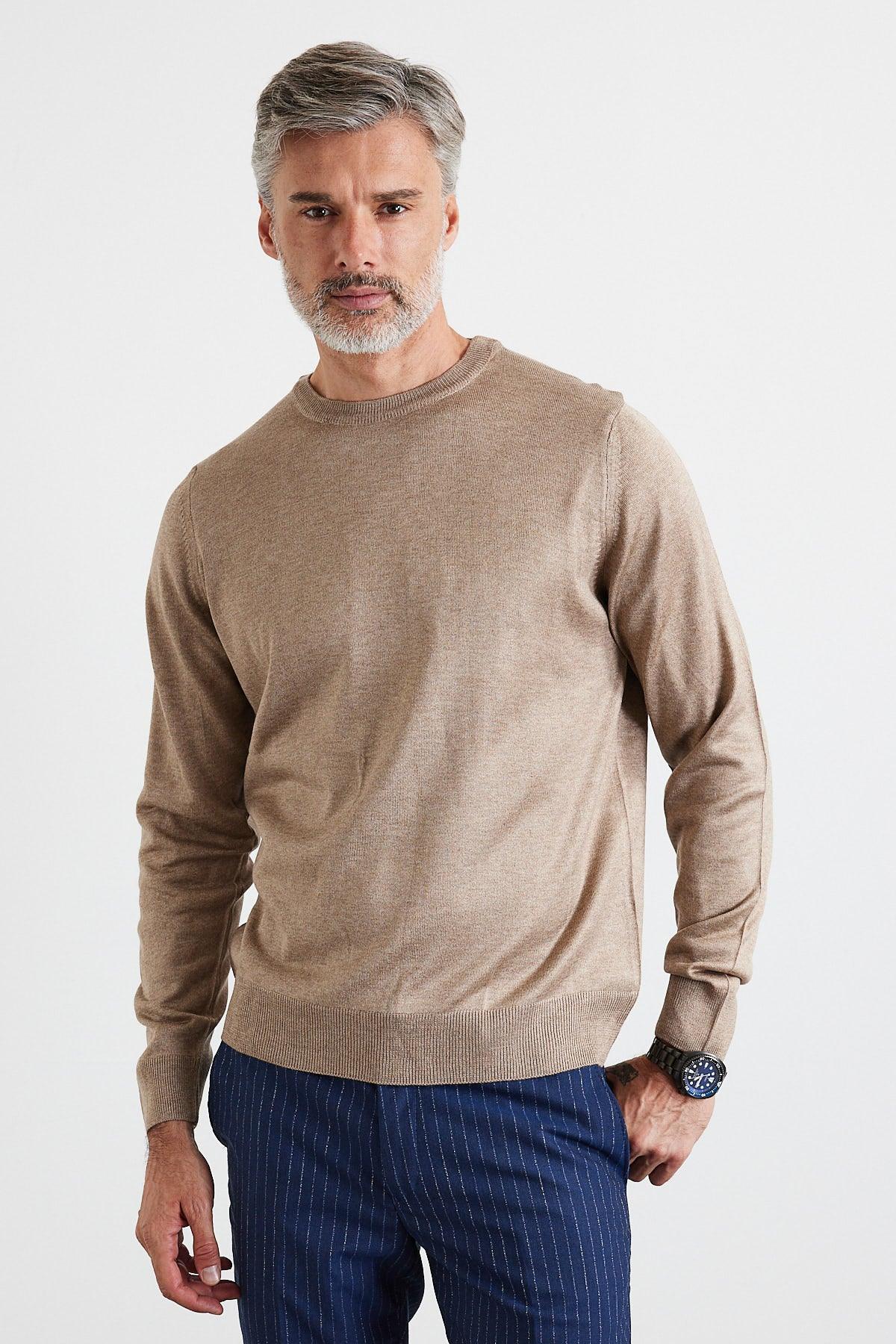 Erkek Standart Fit Normal Kesim Bisiklet Yaka Triko Kazak - Livio Ferri