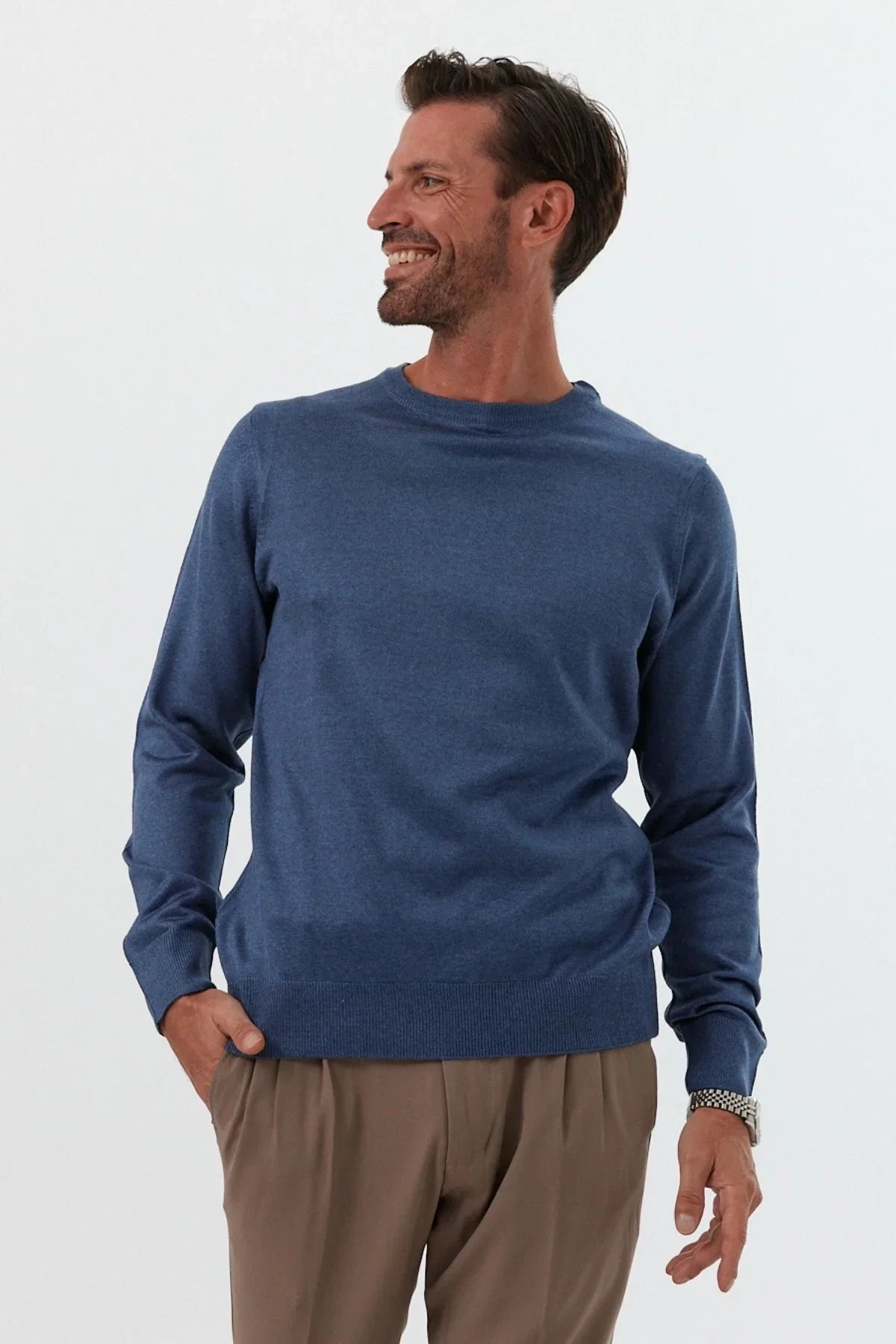 Erkek Standart Fit Normal Kesim Bisiklet Yaka Triko Kazak - Livio Ferri