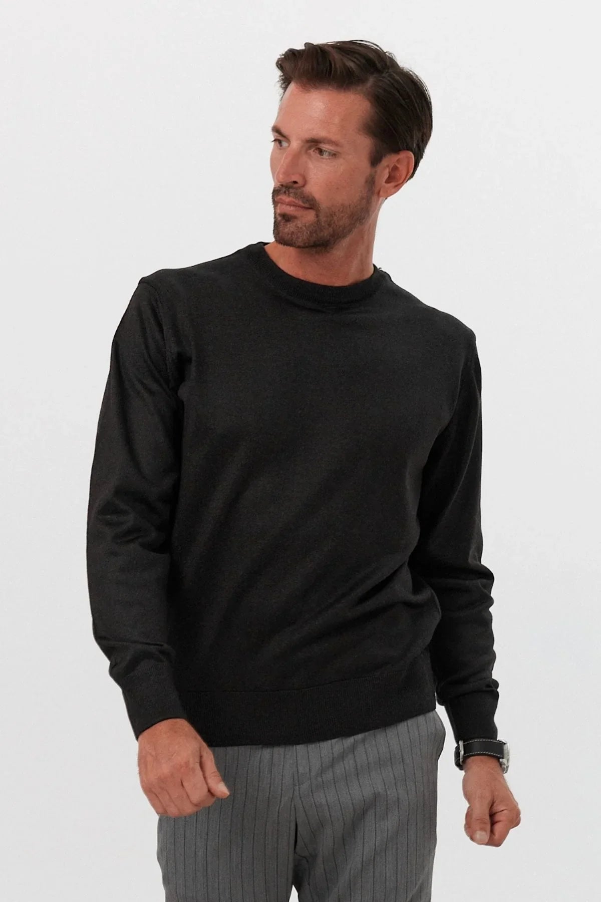 Erkek Standart Fit Normal Kesim Bisiklet Yaka Triko Kazak - Livio Ferri