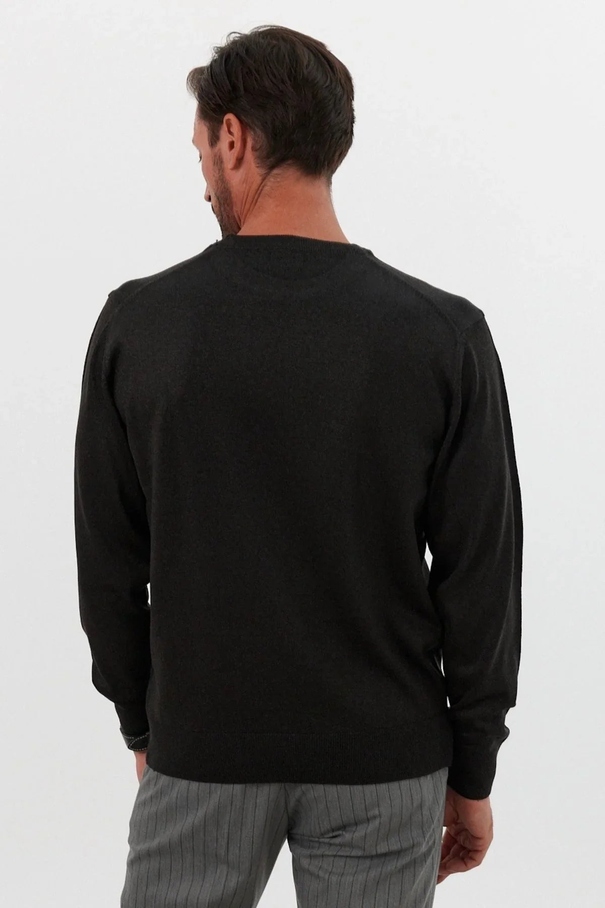 Erkek Standart Fit Normal Kesim Bisiklet Yaka Triko Kazak - Livio Ferri