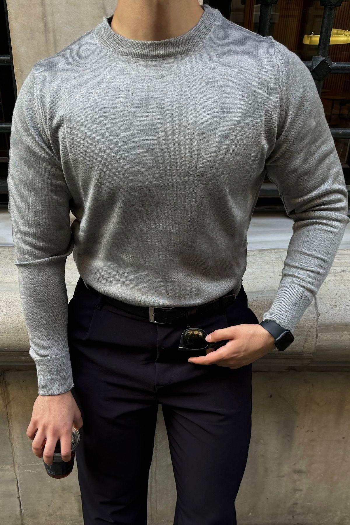 erkek-standart-fit-normal-kesim-bisiklet-yaka-triko-kazak-20132 - Livio Ferri