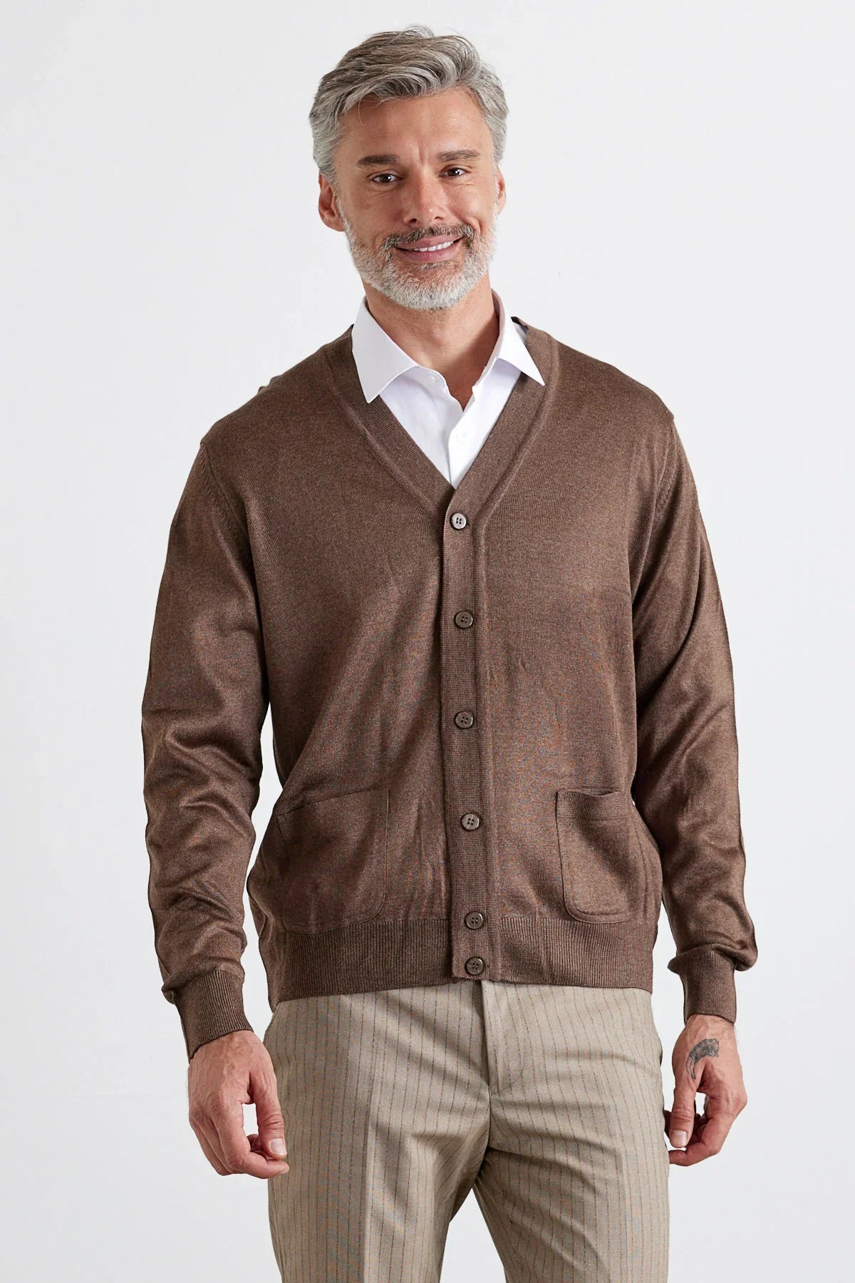 Erkek Standart Fit Normal Kesim Cepli Triko Hırka - Livio Ferri