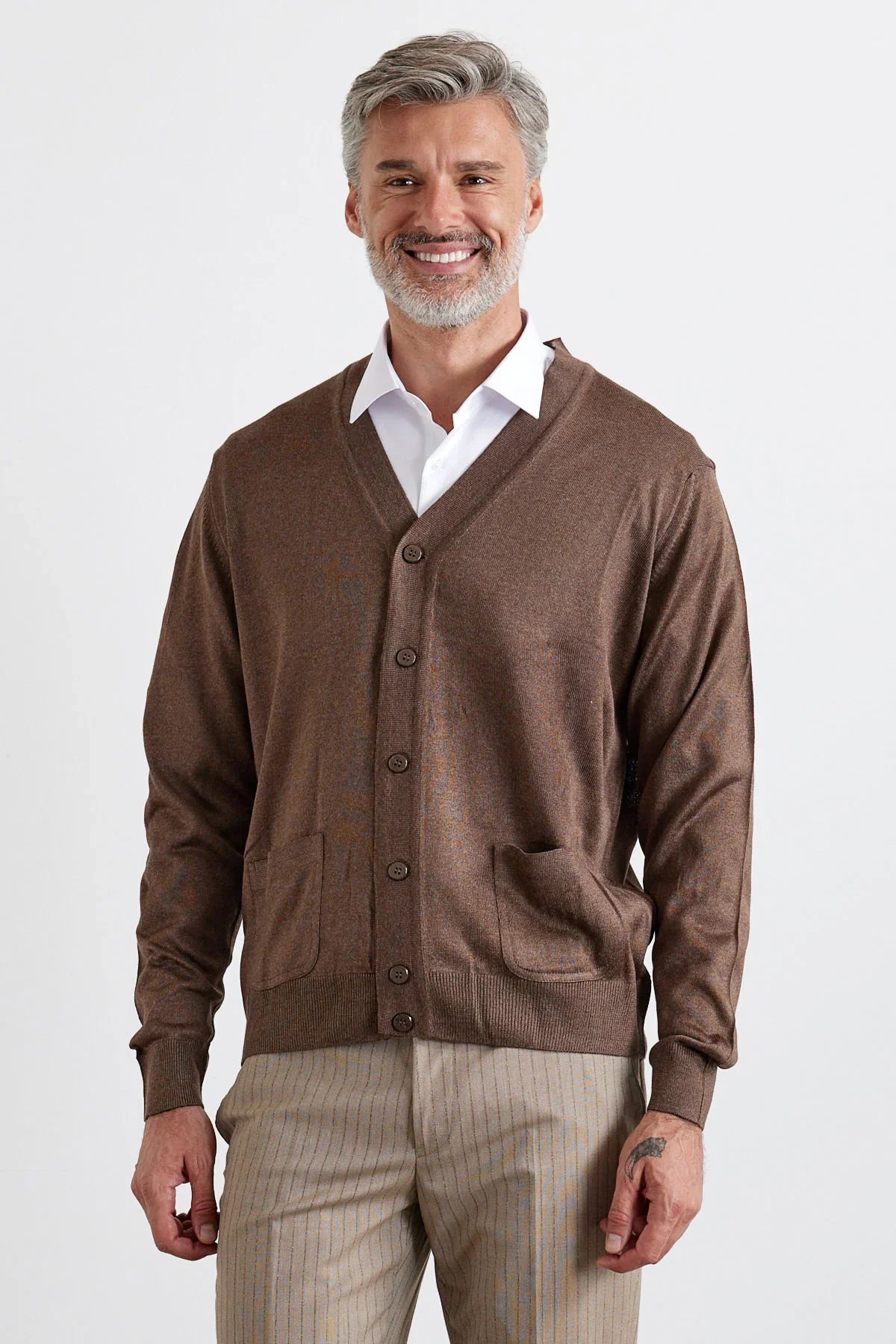 Erkek Standart Fit Normal Kesim Cepli Triko Hırka - Livio Ferri