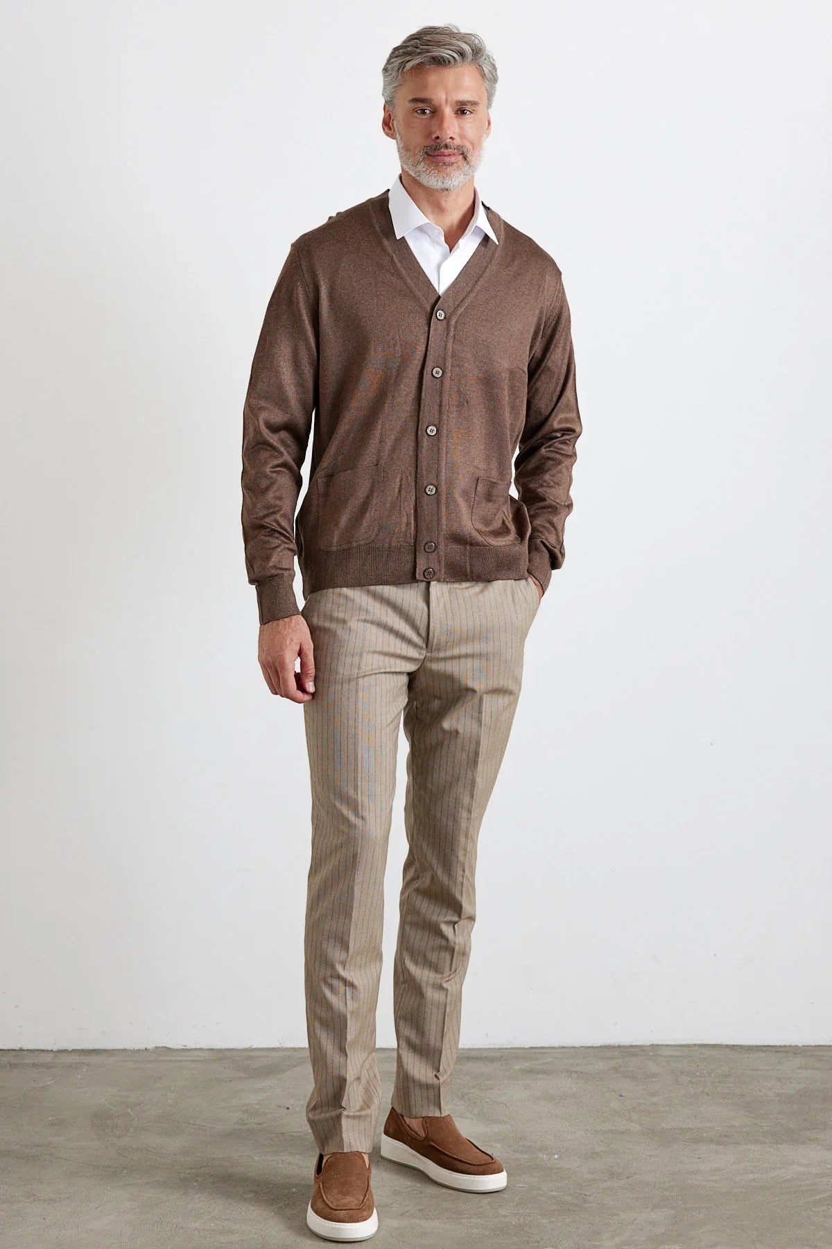 Erkek Standart Fit Normal Kesim Cepli Triko Hırka - Livio Ferri