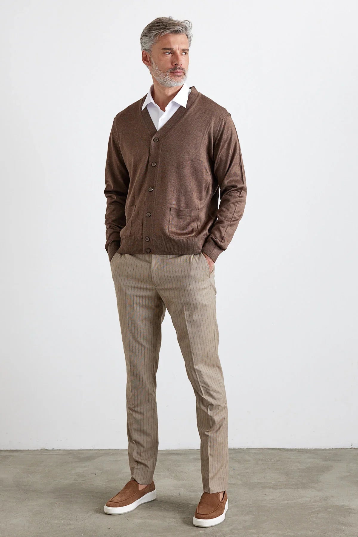 Erkek Standart Fit Normal Kesim Cepli Triko Hırka - Livio Ferri