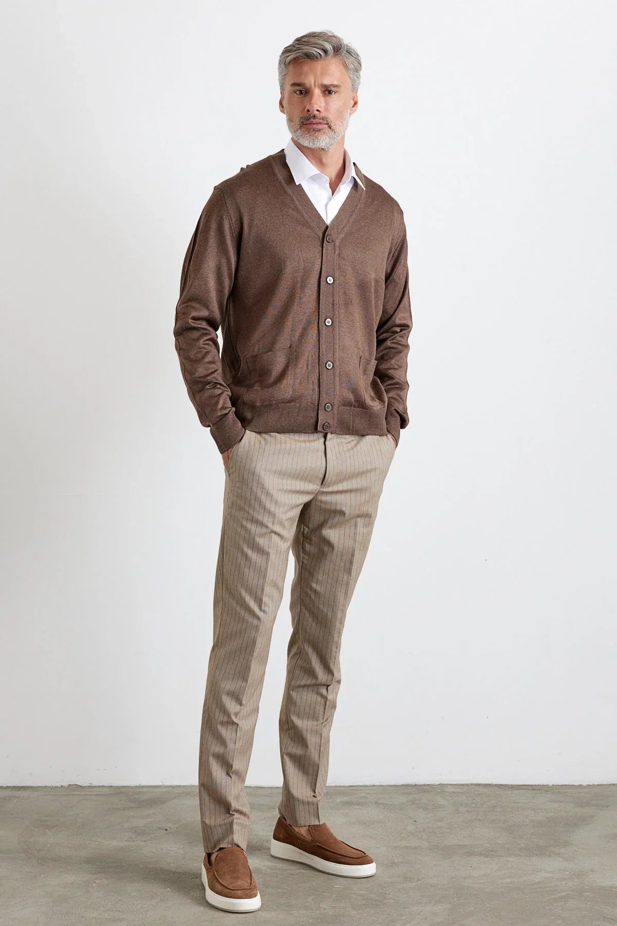 Erkek Standart Fit Normal Kesim Cepli Triko Hırka - Livio Ferri