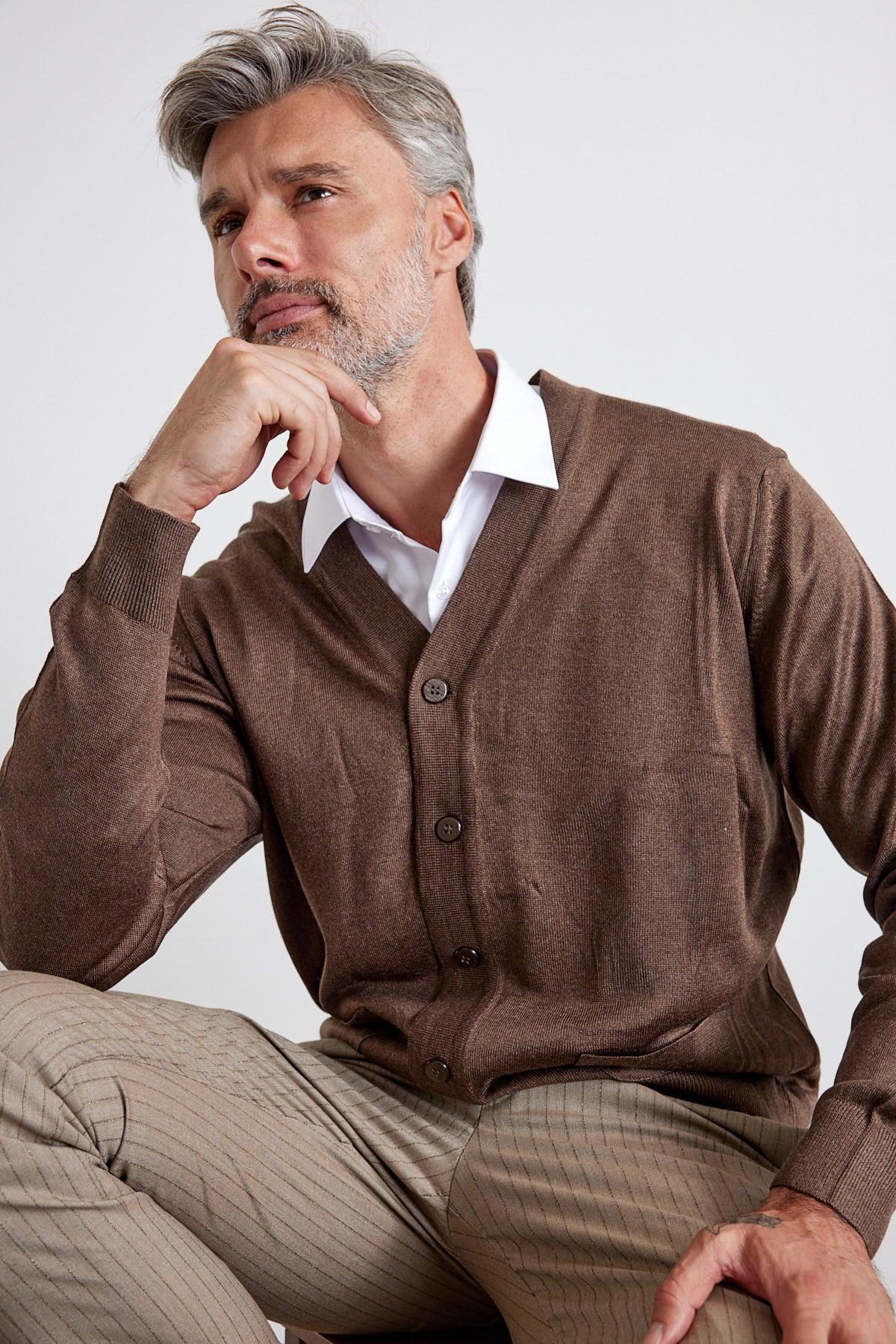 Erkek Standart Fit Normal Kesim Cepli Triko Hırka - Livio Ferri